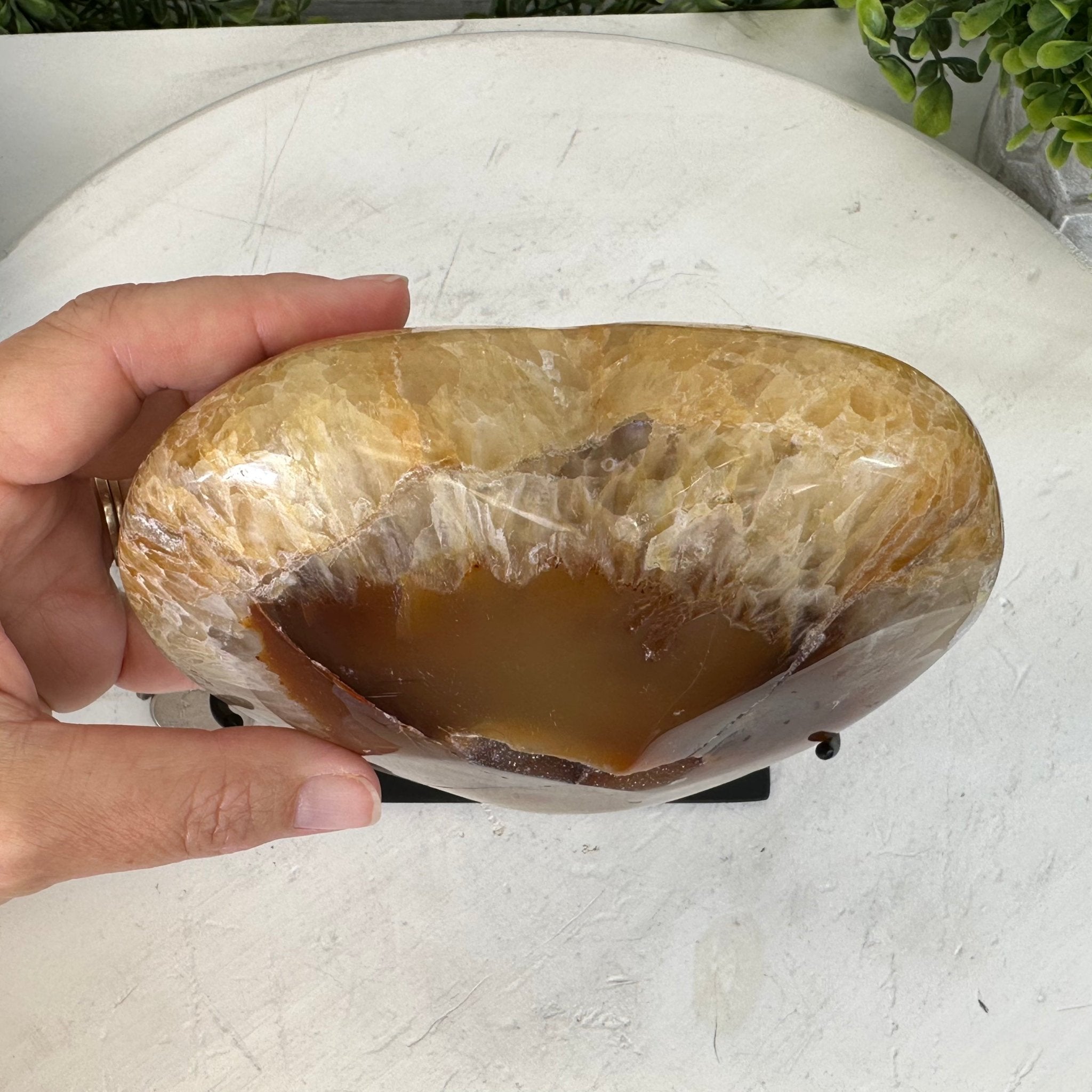 Polished Agate Heart Geode on a Metal Stand, 3.6 lbs & 6" Tall, Model #5468-0061 by Brazil Gems - Brazil GemsBrazil GemsPolished Agate Heart Geode on a Metal Stand, 3.6 lbs & 6" Tall, Model #5468-0061 by Brazil GemsHearts5468-0061