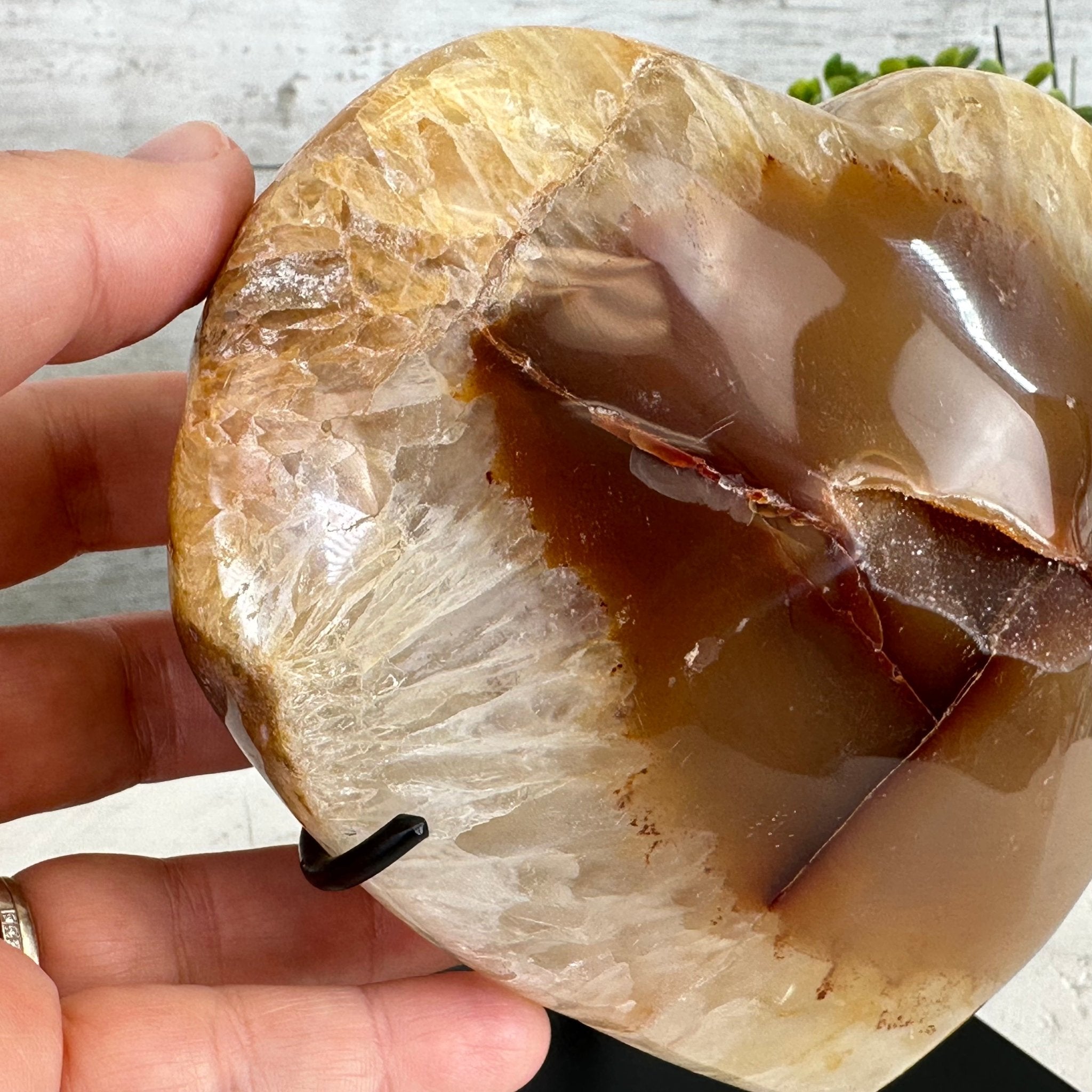Polished Agate Heart Geode on a Metal Stand, 3.6 lbs & 6" Tall, Model #5468-0061 by Brazil Gems - Brazil GemsBrazil GemsPolished Agate Heart Geode on a Metal Stand, 3.6 lbs & 6" Tall, Model #5468-0061 by Brazil GemsHearts5468-0061