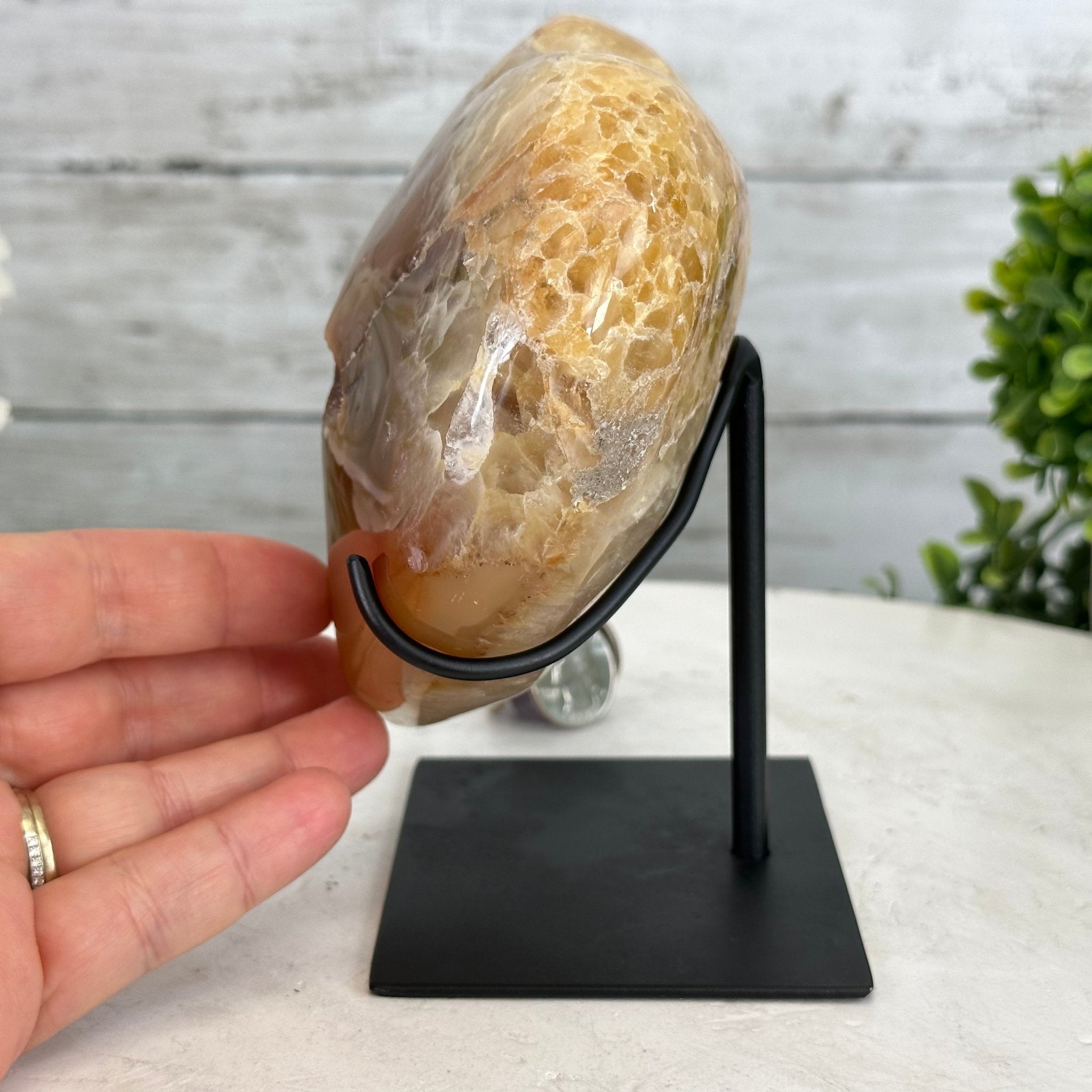 Polished Agate Heart Geode on a Metal Stand, 3.6 lbs & 6" Tall, Model #5468-0061 by Brazil Gems - Brazil GemsBrazil GemsPolished Agate Heart Geode on a Metal Stand, 3.6 lbs & 6" Tall, Model #5468-0061 by Brazil GemsHearts5468-0061