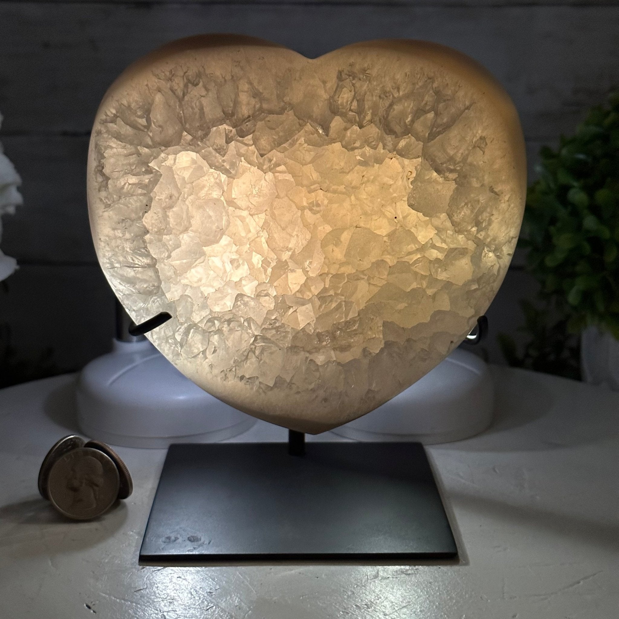 Polished Agate Heart Geode on a Metal Stand, 3.7 lbs & 6.4" Tall, Model #5468-0073 by Brazil Gems - Brazil GemsBrazil GemsPolished Agate Heart Geode on a Metal Stand, 3.7 lbs & 6.4" Tall, Model #5468-0073 by Brazil GemsHearts5468-0073