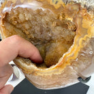 Polished Agate Heart Geode on a Metal Stand, 4.2 lbs & 7.1" Tall, Model #5468-0070 by Brazil Gems - Brazil GemsBrazil GemsPolished Agate Heart Geode on a Metal Stand, 4.2 lbs & 7.1" Tall, Model #5468-0070 by Brazil GemsHearts5468-0070