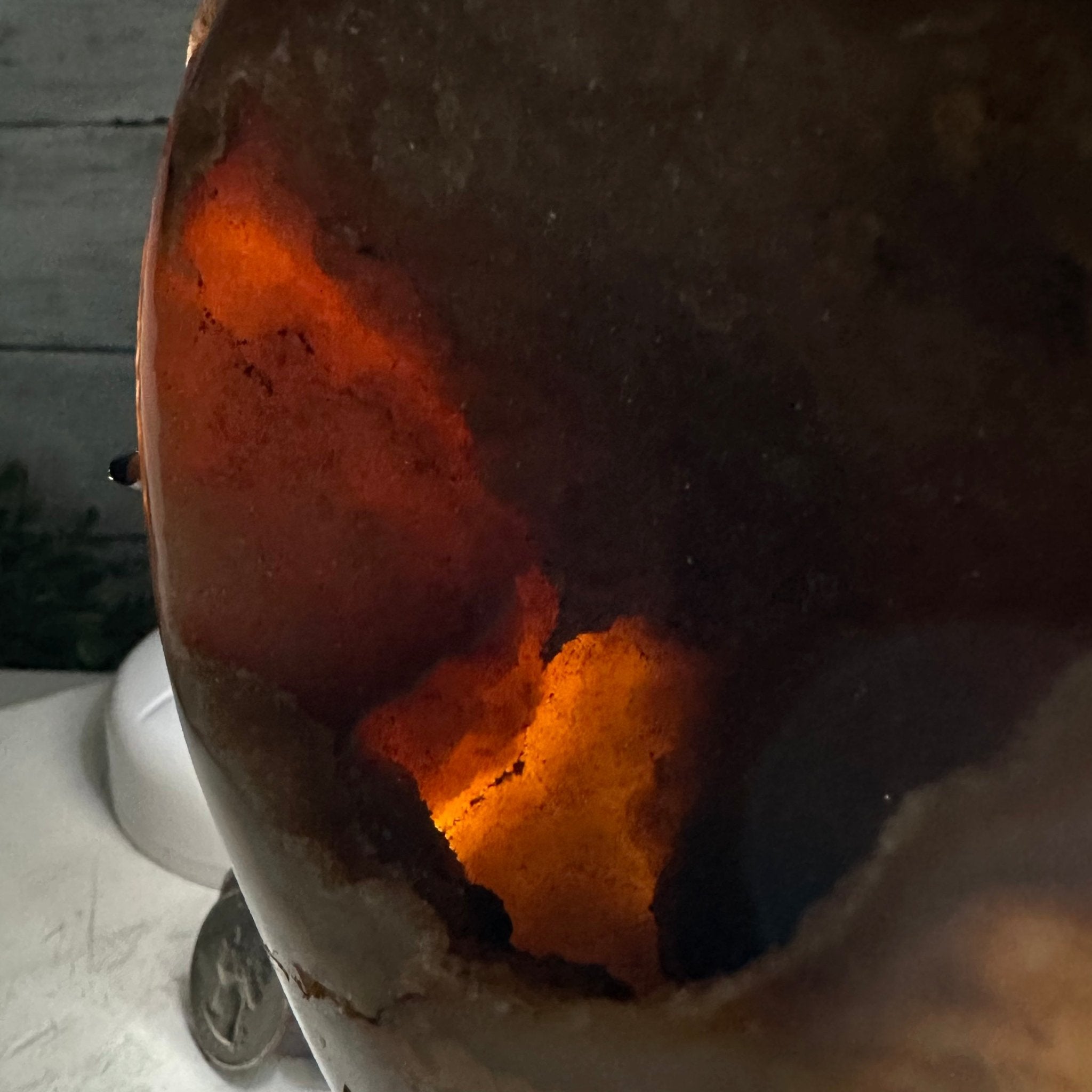 Polished Agate Heart Geode on a Metal Stand, 4.2 lbs & 7.1" Tall, Model #5468-0070 by Brazil Gems - Brazil GemsBrazil GemsPolished Agate Heart Geode on a Metal Stand, 4.2 lbs & 7.1" Tall, Model #5468-0070 by Brazil GemsHearts5468-0070