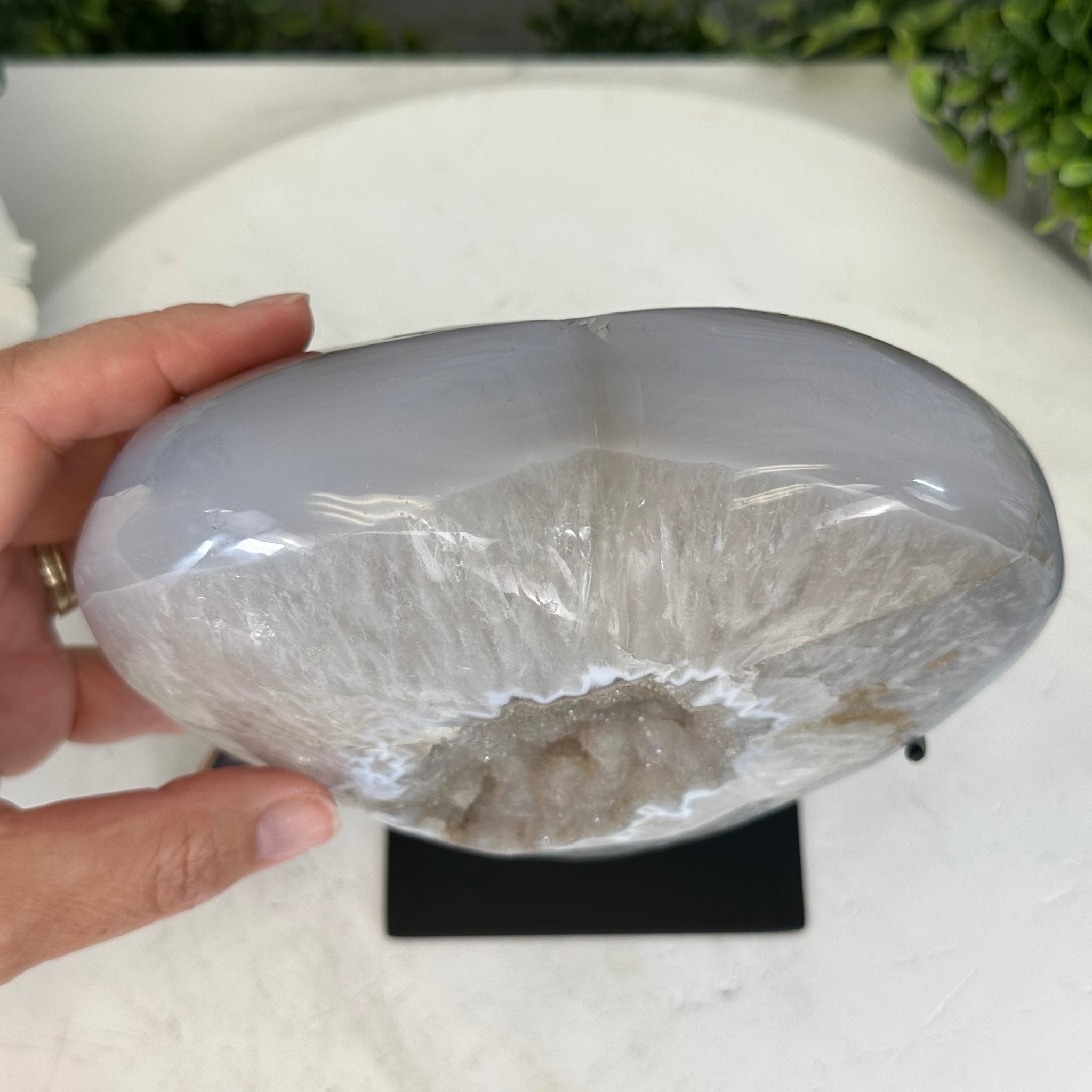 Polished Agate Heart Geode on a Metal Stand, 5.4 lbs & 7.5" Tall, Model #5468-0074 by Brazil Gems - Brazil GemsBrazil GemsPolished Agate Heart Geode on a Metal Stand, 5.4 lbs & 7.5" Tall, Model #5468-0074 by Brazil GemsHearts5468-0074