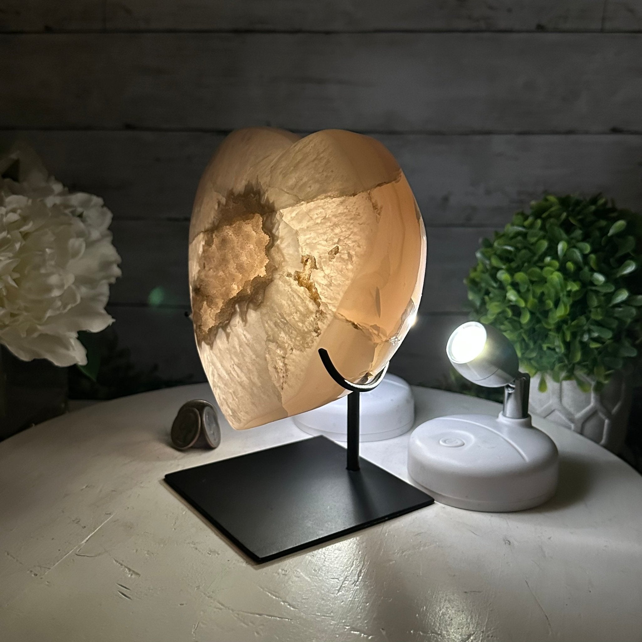 Polished Agate Heart Geode on a Metal Stand, 5.4 lbs & 7.5" Tall, Model #5468-0074 by Brazil Gems - Brazil GemsBrazil GemsPolished Agate Heart Geode on a Metal Stand, 5.4 lbs & 7.5" Tall, Model #5468-0074 by Brazil GemsHearts5468-0074