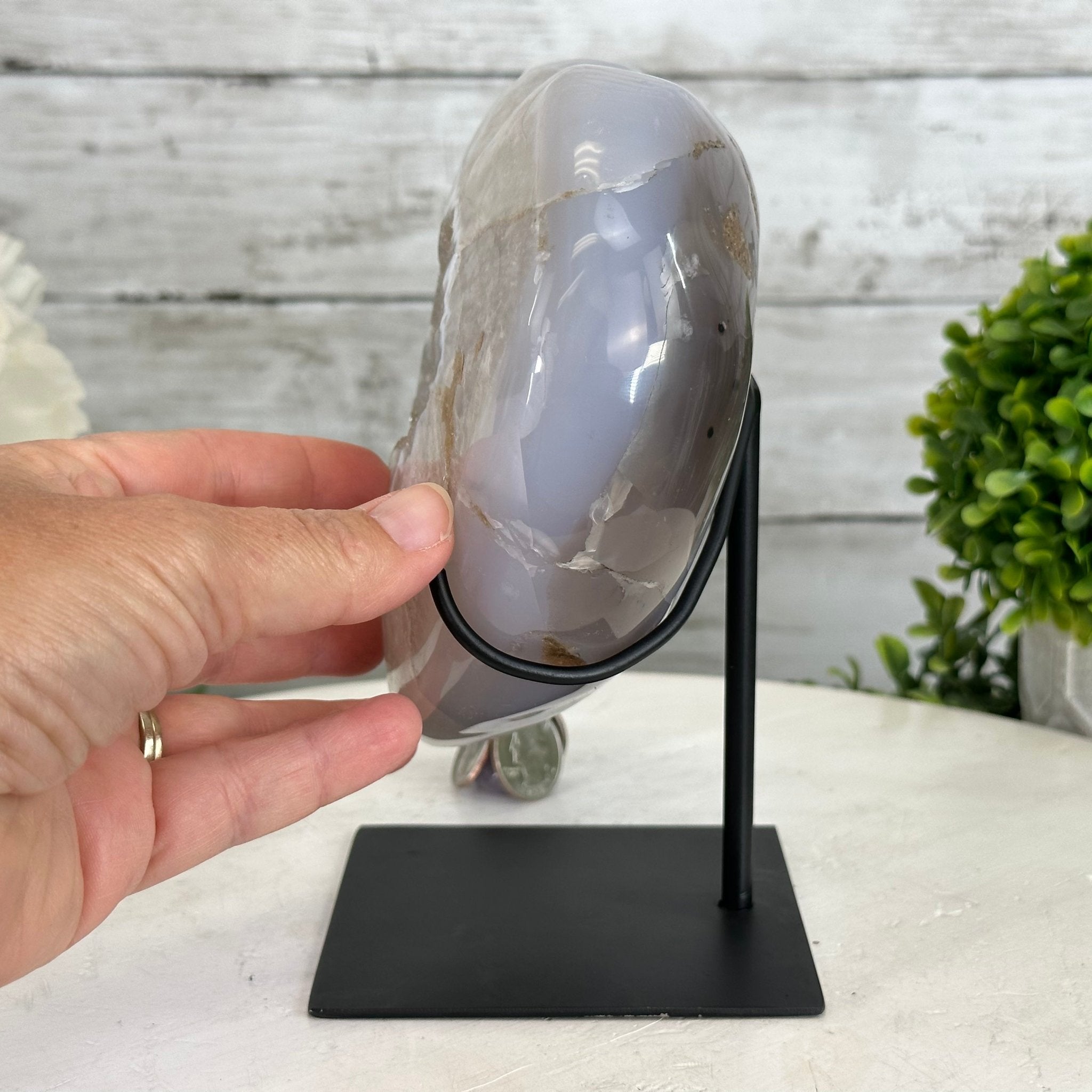 Polished Agate Heart Geode on a Metal Stand, 5.4 lbs & 7.5" Tall, Model #5468-0074 by Brazil Gems - Brazil GemsBrazil GemsPolished Agate Heart Geode on a Metal Stand, 5.4 lbs & 7.5" Tall, Model #5468-0074 by Brazil GemsHearts5468-0074