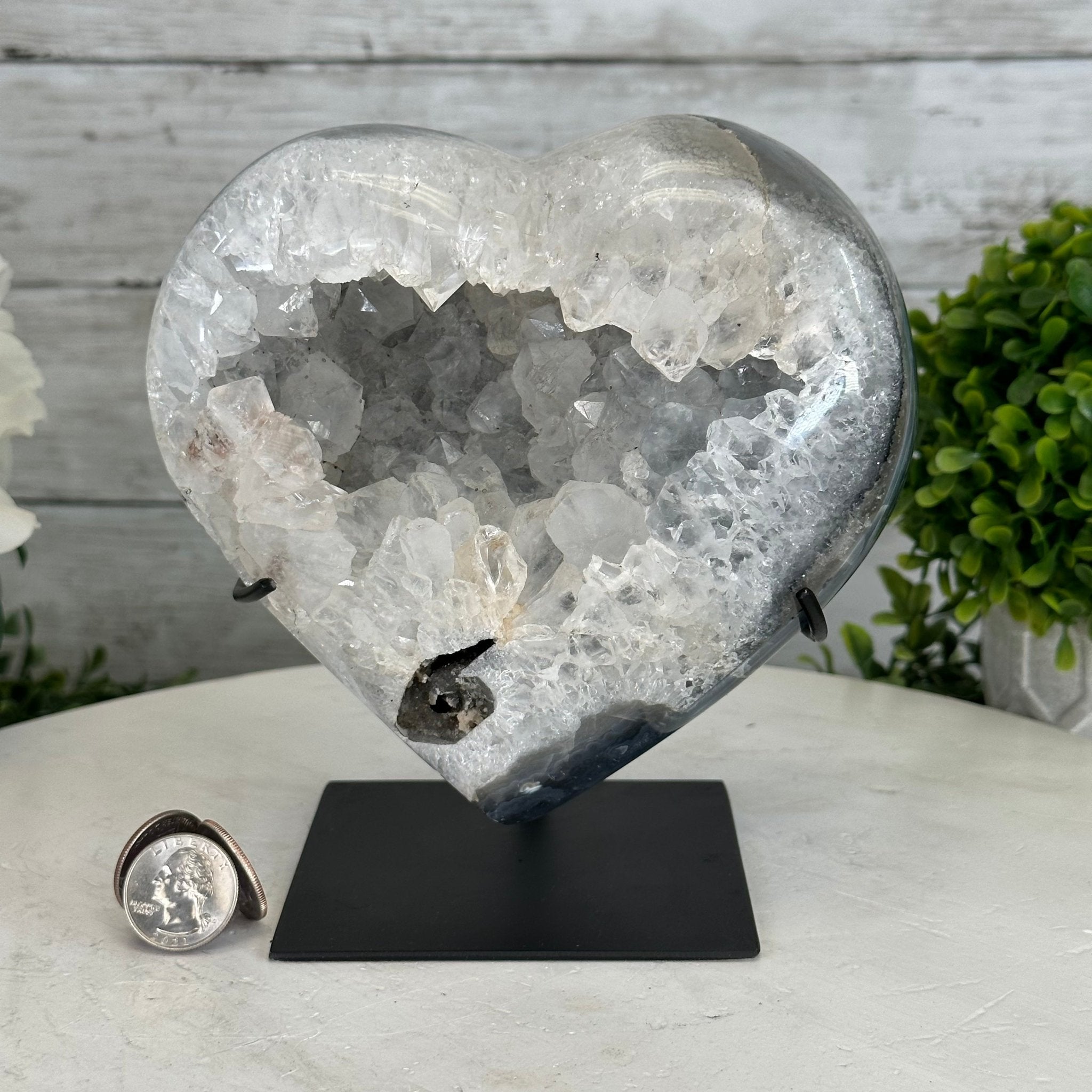 Polished Agate Heart Geode on a Metal Stand, 5.5 lbs & 6.6" Tall, Model #5468-0077 by Brazil Gems - Brazil GemsBrazil GemsPolished Agate Heart Geode on a Metal Stand, 5.5 lbs & 6.6" Tall, Model #5468-0077 by Brazil GemsHearts5468-0077