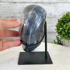 Polished Agate Heart Geode on a Metal Stand, 5.5 lbs & 6.6" Tall, Model #5468-0077 by Brazil Gems - Brazil GemsBrazil GemsPolished Agate Heart Geode on a Metal Stand, 5.5 lbs & 6.6" Tall, Model #5468-0077 by Brazil GemsHearts5468-0077