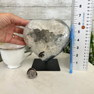 Polished Agate Heart Geode on a Metal Stand, 5.5 lbs & 6.6" Tall, Model #5468-0077 by Brazil Gems - Brazil GemsBrazil GemsPolished Agate Heart Geode on a Metal Stand, 5.5 lbs & 6.6" Tall, Model #5468-0077 by Brazil GemsHearts5468-0077