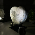 Polished Agate Heart Geode on a Metal Stand, 5.5 lbs & 6.6" Tall, Model #5468-0077 by Brazil Gems - Brazil GemsBrazil GemsPolished Agate Heart Geode on a Metal Stand, 5.5 lbs & 6.6" Tall, Model #5468-0077 by Brazil GemsHearts5468-0077