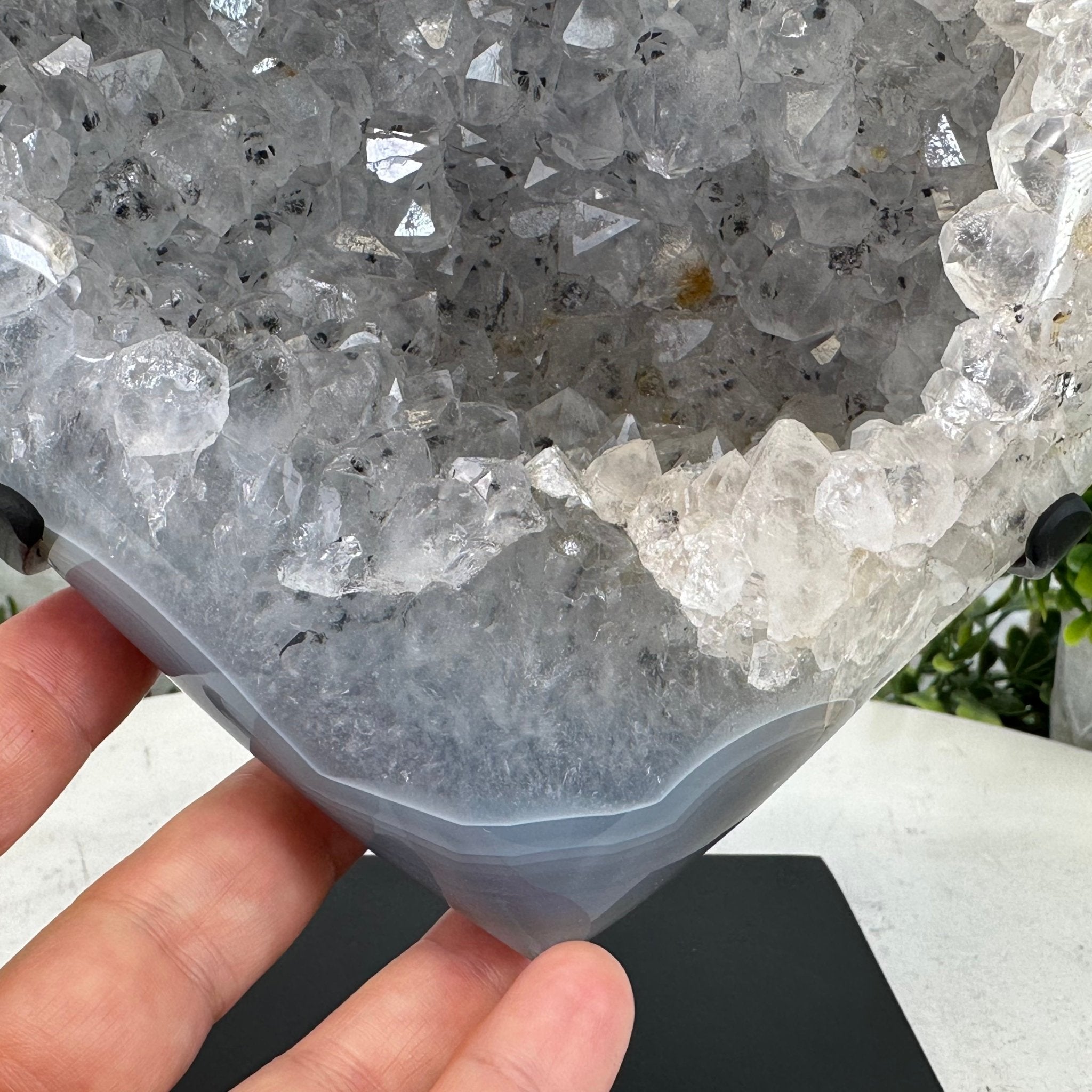 Polished Agate Heart Geode on a Metal Stand, 7.8 lbs & 8.5" Tall, Model #5468-0084 by Brazil Gems - Brazil GemsBrazil GemsPolished Agate Heart Geode on a Metal Stand, 7.8 lbs & 8.5" Tall, Model #5468-0084 by Brazil GemsHearts5468-0084