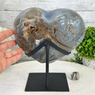 Polished Agate Heart Geode on a Metal Stand, 7.8 lbs & 8.5" Tall, Model #5468-0084 by Brazil Gems - Brazil GemsBrazil GemsPolished Agate Heart Geode on a Metal Stand, 7.8 lbs & 8.5" Tall, Model #5468-0084 by Brazil GemsHearts5468-0084