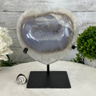 Polished Agate Heart Geode on a Metal Stand, 8.2 lbs & 8.25" Tall, Model #5468-0079 by Brazil Gems - Brazil GemsBrazil GemsPolished Agate Heart Geode on a Metal Stand, 8.2 lbs & 8.25" Tall, Model #5468-0079 by Brazil GemsHearts5468-0079