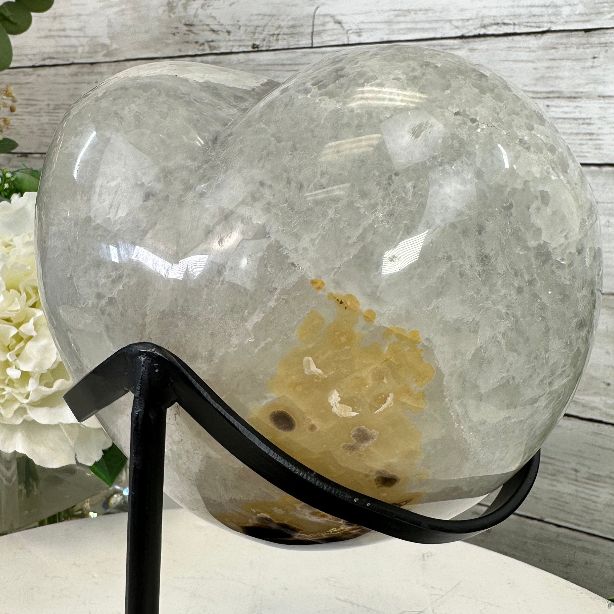 Polished Agate Heart Geode on a Metal Stand, 8.2 lbs & 8.25" Tall, Model #5468-0079 by Brazil Gems - Brazil GemsBrazil GemsPolished Agate Heart Geode on a Metal Stand, 8.2 lbs & 8.25" Tall, Model #5468-0079 by Brazil GemsHearts5468-0079