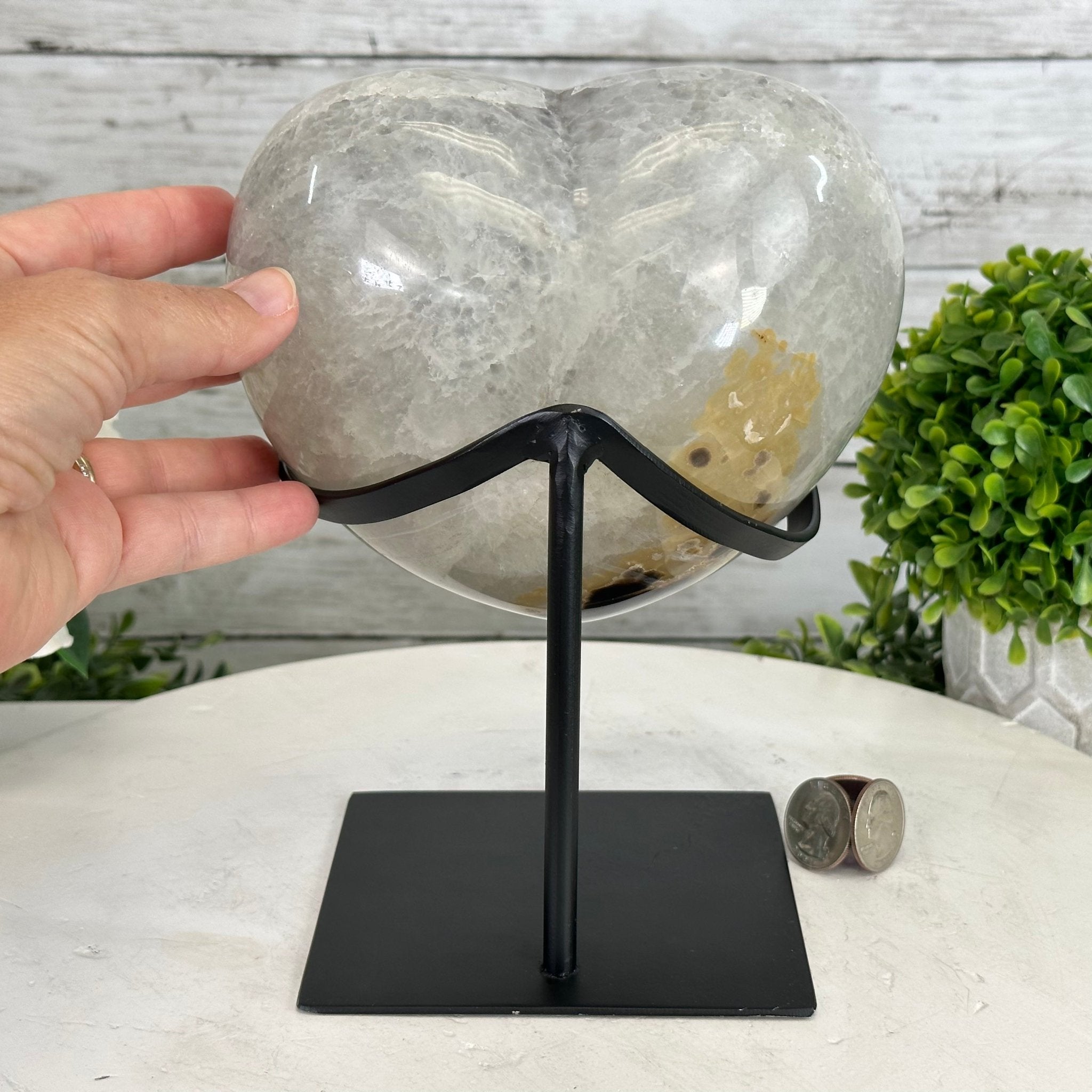 Polished Agate Heart Geode on a Metal Stand, 8.2 lbs & 8.25" Tall, Model #5468-0079 by Brazil Gems - Brazil GemsBrazil GemsPolished Agate Heart Geode on a Metal Stand, 8.2 lbs & 8.25" Tall, Model #5468-0079 by Brazil GemsHearts5468-0079