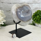 Polished Agate Heart Geode on a Metal Stand, 8.2 lbs & 8.25" Tall, Model #5468-0079 by Brazil Gems - Brazil GemsBrazil GemsPolished Agate Heart Geode on a Metal Stand, 8.2 lbs & 8.25" Tall, Model #5468-0079 by Brazil GemsHearts5468-0079