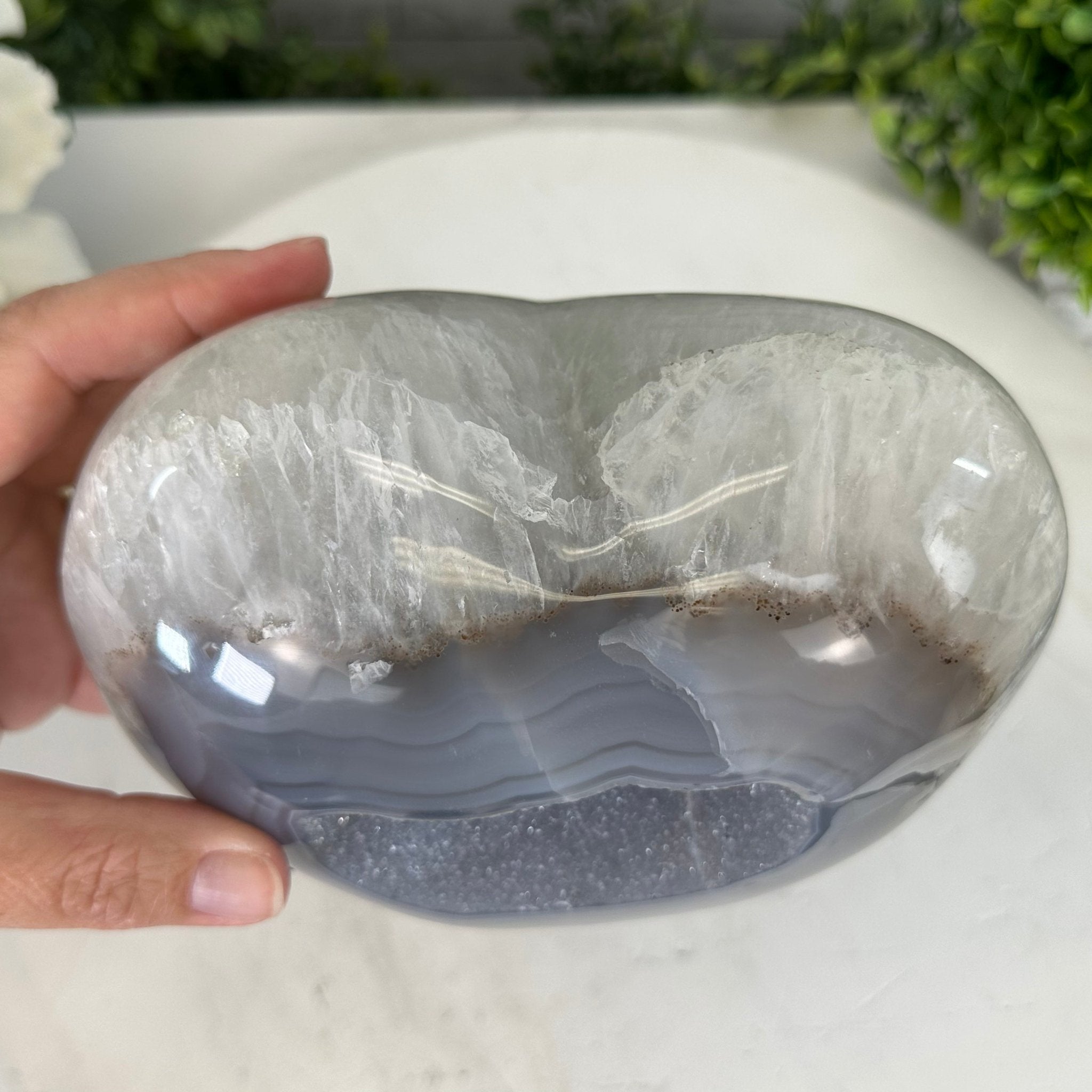 Polished Agate Heart Geode on a Metal Stand, 8.2 lbs & 8.25" Tall, Model #5468-0079 by Brazil Gems - Brazil GemsBrazil GemsPolished Agate Heart Geode on a Metal Stand, 8.2 lbs & 8.25" Tall, Model #5468-0079 by Brazil GemsHearts5468-0079