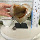 Polished Agate Heart Geode on a Metal Stand, 8.4 lbs & 8.2" Tall, Model #5468-0080 by Brazil Gems - Brazil GemsBrazil GemsPolished Agate Heart Geode on a Metal Stand, 8.4 lbs & 8.2" Tall, Model #5468-0080 by Brazil GemsHearts5468-0080
