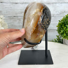 Polished Agate Heart Geode on a Metal Stand, 8.4 lbs & 8.2" Tall, Model #5468-0080 by Brazil Gems - Brazil GemsBrazil GemsPolished Agate Heart Geode on a Metal Stand, 8.4 lbs & 8.2" Tall, Model #5468-0080 by Brazil GemsHearts5468-0080