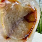 Polished Agate Heart Geode on a Metal Stand, 8.4 lbs & 8.2" Tall, Model #5468-0080 by Brazil Gems - Brazil GemsBrazil GemsPolished Agate Heart Geode on a Metal Stand, 8.4 lbs & 8.2" Tall, Model #5468-0080 by Brazil GemsHearts5468-0080