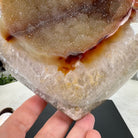 Polished Agate Heart Geode on a Metal Stand, 8.4 lbs & 8.2" Tall, Model #5468-0080 by Brazil Gems - Brazil GemsBrazil GemsPolished Agate Heart Geode on a Metal Stand, 8.4 lbs & 8.2" Tall, Model #5468-0080 by Brazil GemsHearts5468-0080