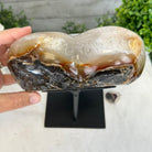 Polished Agate Heart Geode on a Metal Stand, 8.4 lbs & 8.2" Tall, Model #5468-0080 by Brazil Gems - Brazil GemsBrazil GemsPolished Agate Heart Geode on a Metal Stand, 8.4 lbs & 8.2" Tall, Model #5468-0080 by Brazil GemsHearts5468-0080