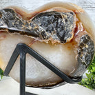 Polished Agate Heart Geode on a Metal Stand, 8.4 lbs & 8.2" Tall, Model #5468-0080 by Brazil Gems - Brazil GemsBrazil GemsPolished Agate Heart Geode on a Metal Stand, 8.4 lbs & 8.2" Tall, Model #5468-0080 by Brazil GemsHearts5468-0080