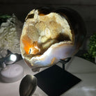 Polished Agate Heart Geode on a Metal Stand, 9.3 lbs & 9" Tall, Model #5468-0086 by Brazil Gems - Brazil GemsBrazil GemsPolished Agate Heart Geode on a Metal Stand, 9.3 lbs & 9" Tall, Model #5468-0086 by Brazil GemsHearts5468-0086