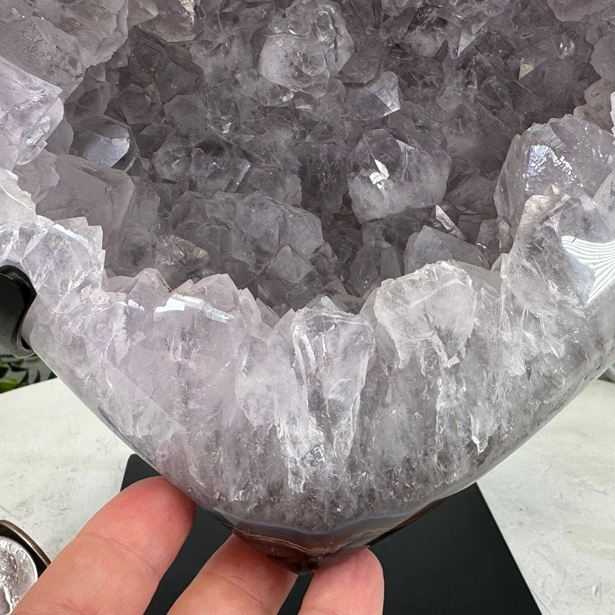 Polished Agate Heart Geode on a Metal Stand, 9.5 lbs & 8.3" Tall, Model #5468-0083 by Brazil Gems - Brazil GemsBrazil GemsPolished Agate Heart Geode on a Metal Stand, 9.5 lbs & 8.3" Tall, Model #5468-0083 by Brazil GemsHearts5468-0083