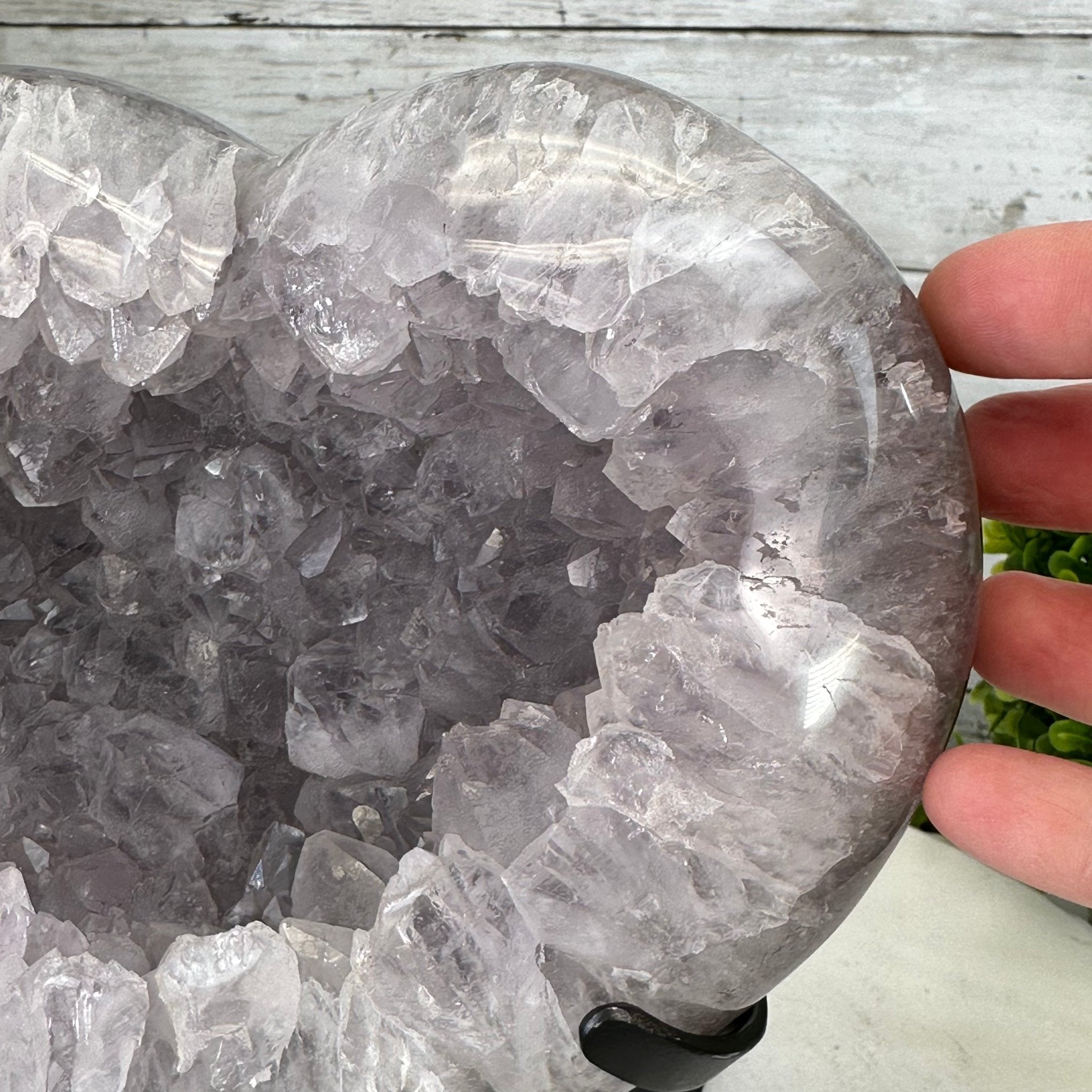 Polished Agate Heart Geode on a Metal Stand, 9.5 lbs & 8.3" Tall, Model #5468-0083 by Brazil Gems - Brazil GemsBrazil GemsPolished Agate Heart Geode on a Metal Stand, 9.5 lbs & 8.3" Tall, Model #5468-0083 by Brazil GemsHearts5468-0083