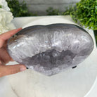 Polished Agate Heart Geode on a Metal Stand, 9.5 lbs & 8.3" Tall, Model #5468-0083 by Brazil Gems - Brazil GemsBrazil GemsPolished Agate Heart Geode on a Metal Stand, 9.5 lbs & 8.3" Tall, Model #5468-0083 by Brazil GemsHearts5468-0083