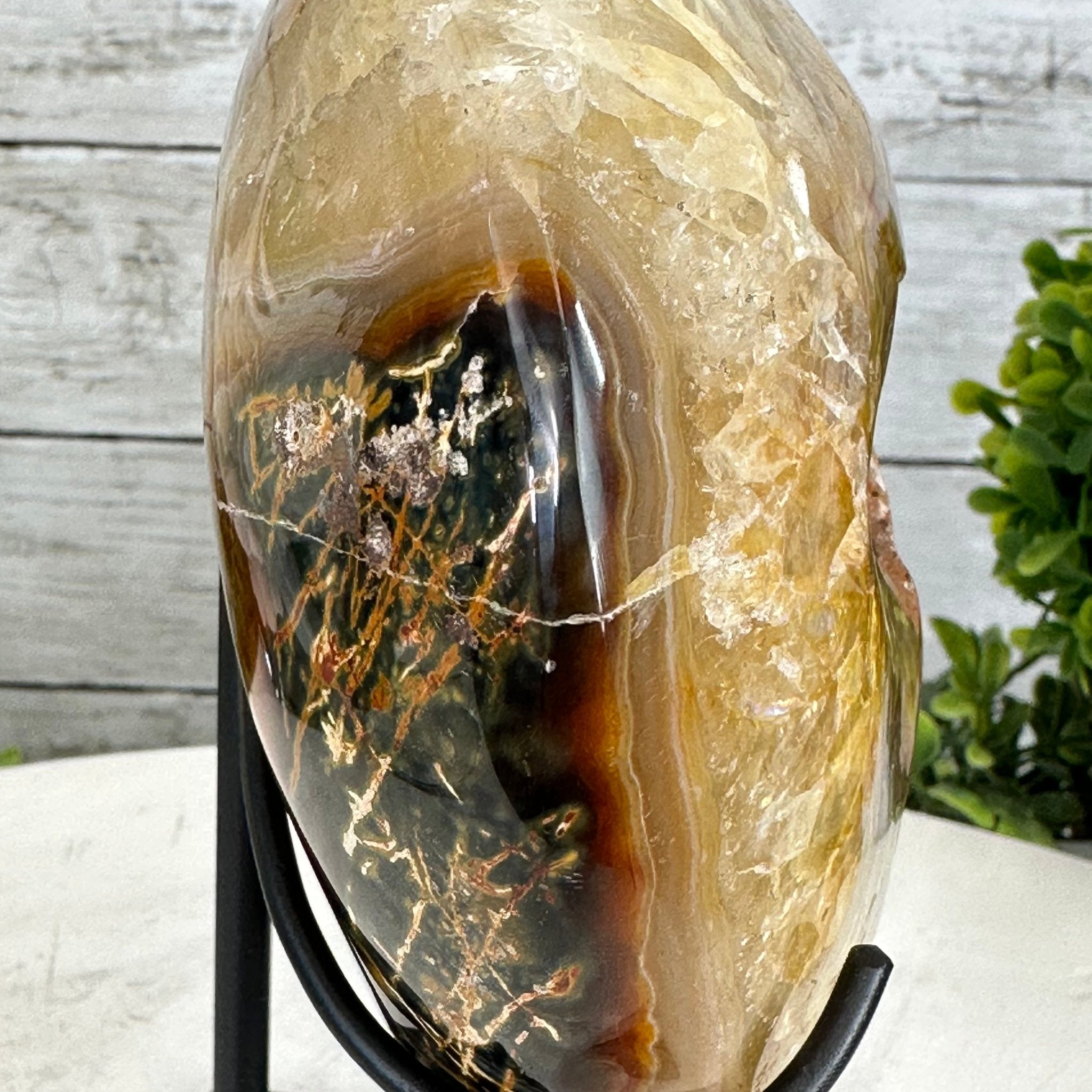 Polished Agate Heart-Shaped Geode on a Metal Stand, 4.7 lbs & 6.8" Tall, Model #5468-0013 by Brazil Gems - Brazil GemsBrazil GemsPolished Agate Heart-Shaped Geode on a Metal Stand, 4.7 lbs & 6.8" Tall, Model #5468-0013 by Brazil GemsHearts5468-0013