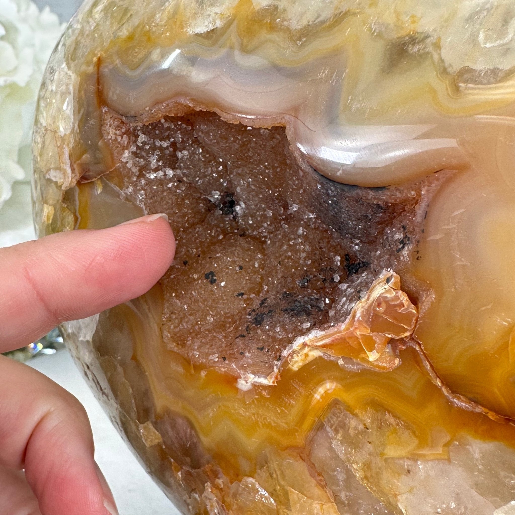 Polished Agate Heart-Shaped Geode on a Metal Stand, 4.7 lbs & 6.8" Tall, Model #5468-0013 by Brazil Gems - Brazil GemsBrazil GemsPolished Agate Heart-Shaped Geode on a Metal Stand, 4.7 lbs & 6.8" Tall, Model #5468-0013 by Brazil GemsHearts5468-0013