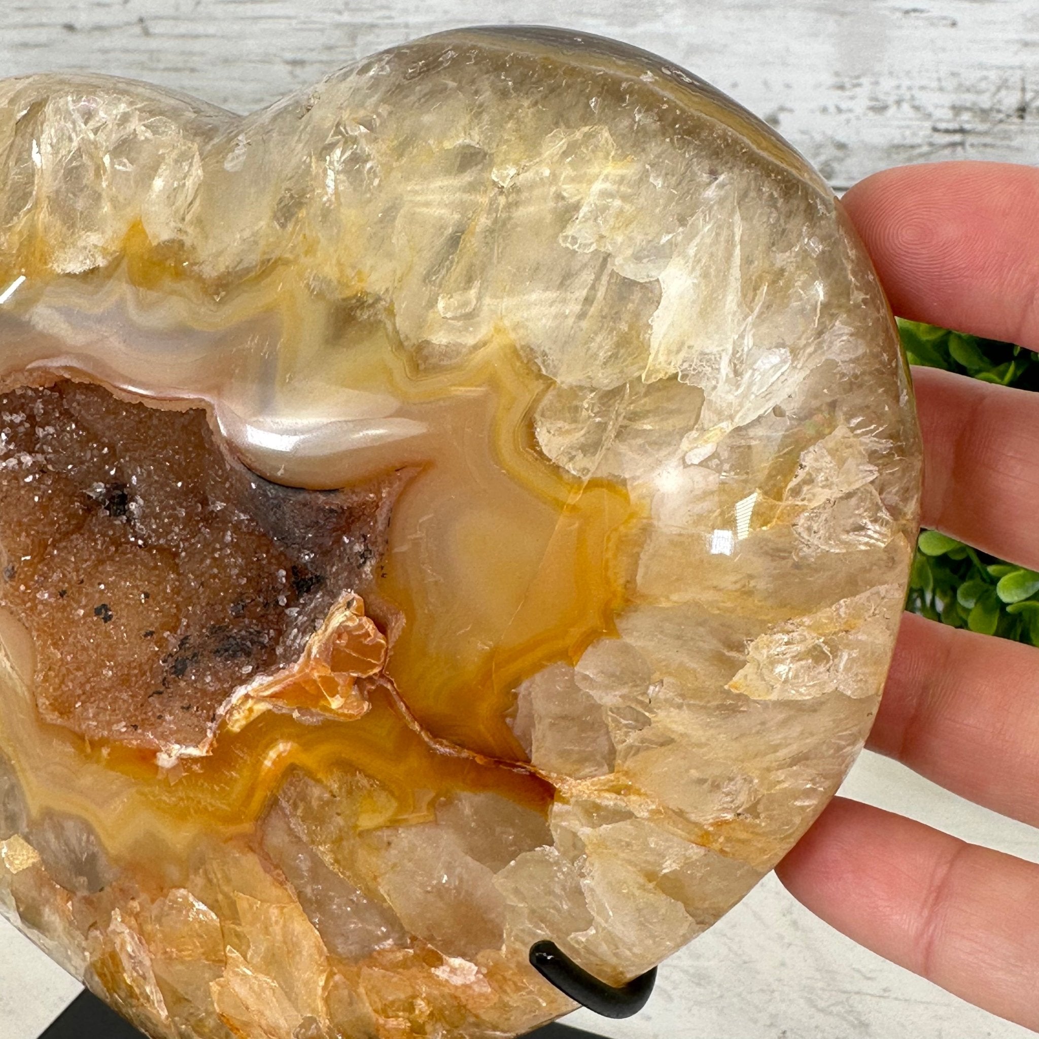 Polished Agate Heart-Shaped Geode on a Metal Stand, 4.7 lbs & 6.8" Tall, Model #5468-0013 by Brazil Gems - Brazil GemsBrazil GemsPolished Agate Heart-Shaped Geode on a Metal Stand, 4.7 lbs & 6.8" Tall, Model #5468-0013 by Brazil GemsHearts5468-0013