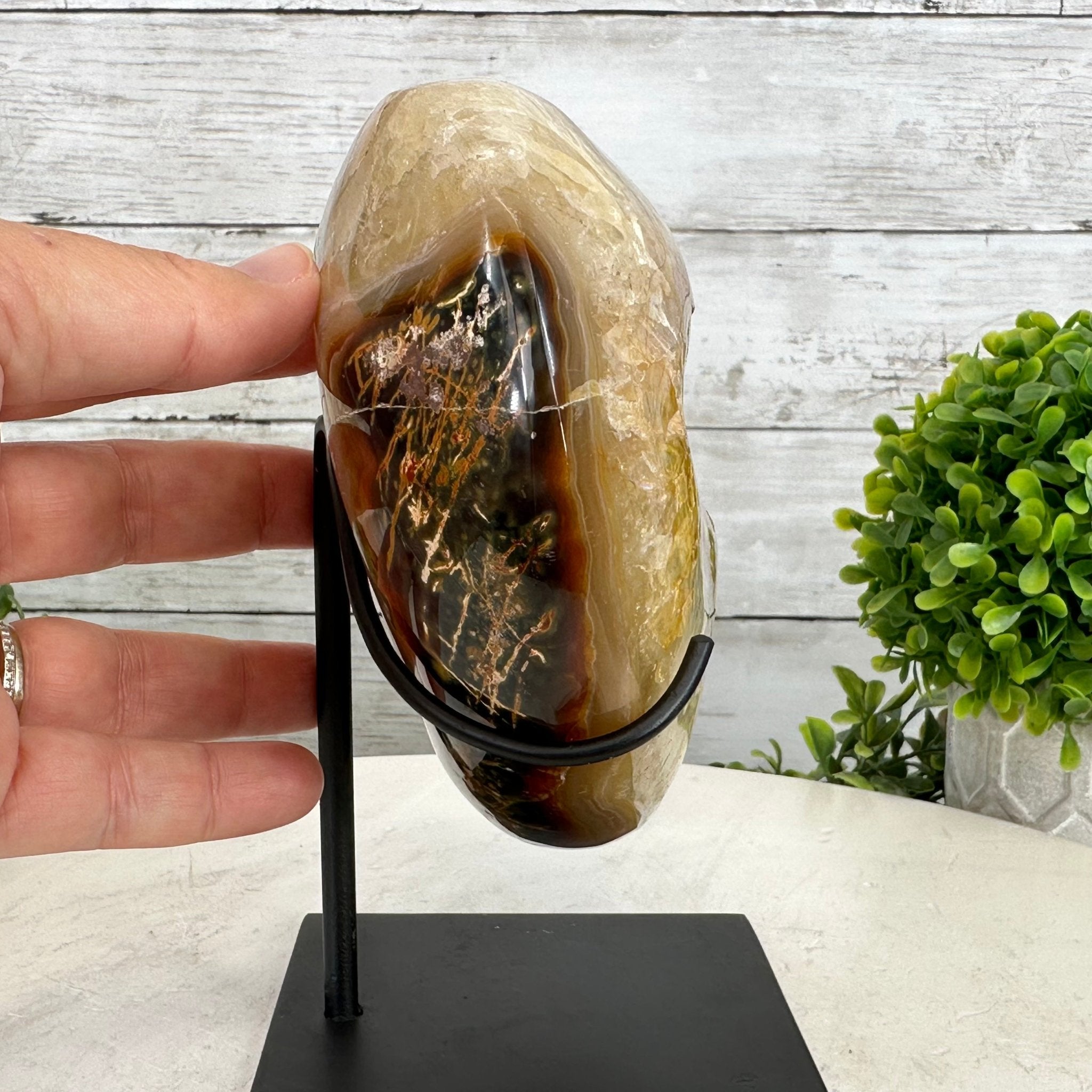 Polished Agate Heart-Shaped Geode on a Metal Stand, 4.7 lbs & 6.8" Tall, Model #5468-0013 by Brazil Gems - Brazil GemsBrazil GemsPolished Agate Heart-Shaped Geode on a Metal Stand, 4.7 lbs & 6.8" Tall, Model #5468-0013 by Brazil GemsHearts5468-0013