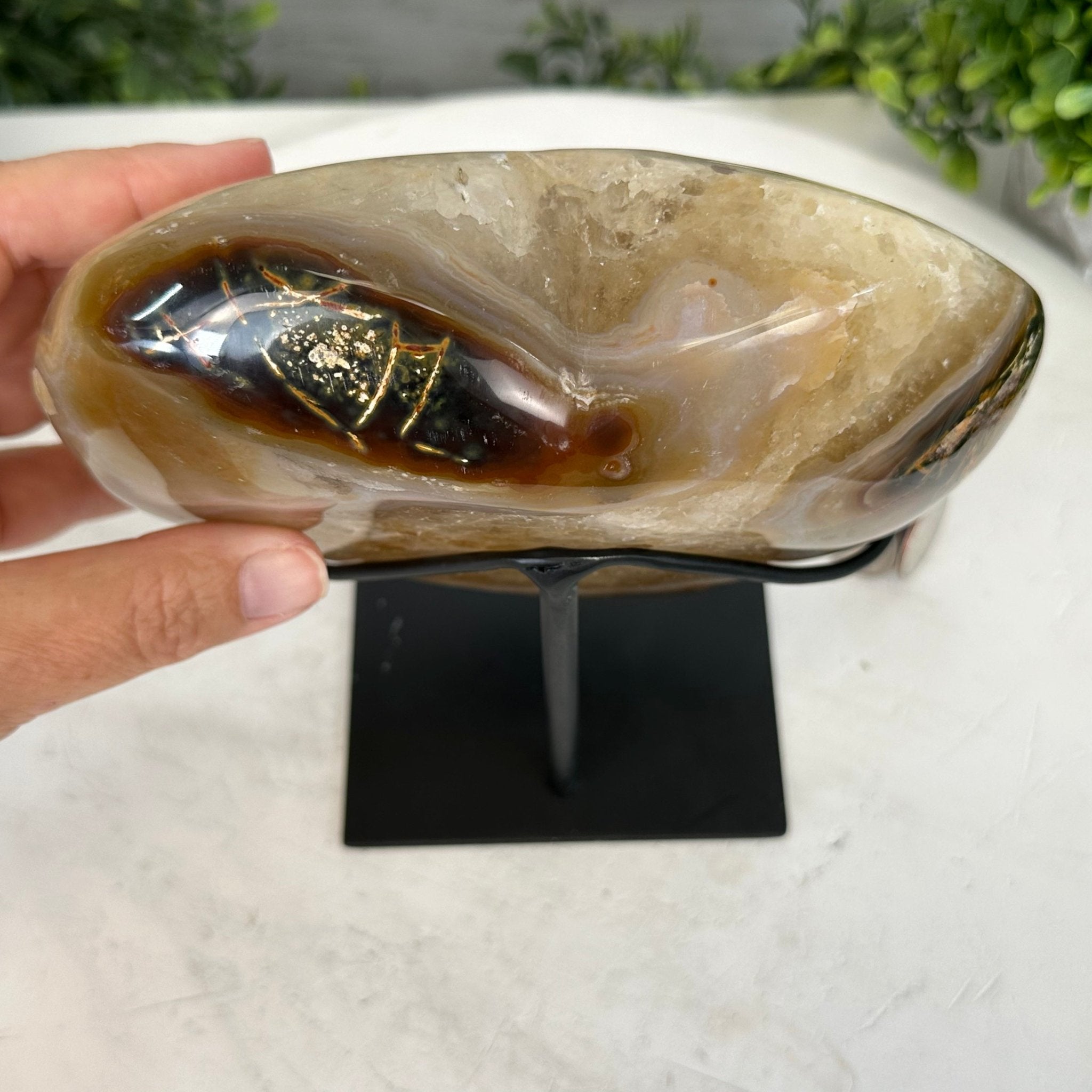 Polished Agate Heart-Shaped Geode on a Metal Stand, 4.7 lbs & 6.8" Tall, Model #5468-0013 by Brazil Gems - Brazil GemsBrazil GemsPolished Agate Heart-Shaped Geode on a Metal Stand, 4.7 lbs & 6.8" Tall, Model #5468-0013 by Brazil GemsHearts5468-0013