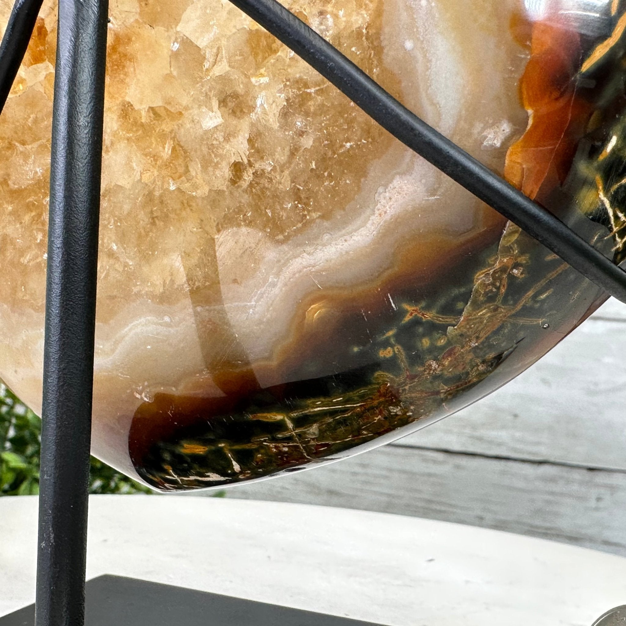 Polished Agate Heart-Shaped Geode on a Metal Stand, 4.7 lbs & 6.8" Tall, Model #5468-0013 by Brazil Gems - Brazil GemsBrazil GemsPolished Agate Heart-Shaped Geode on a Metal Stand, 4.7 lbs & 6.8" Tall, Model #5468-0013 by Brazil GemsHearts5468-0013