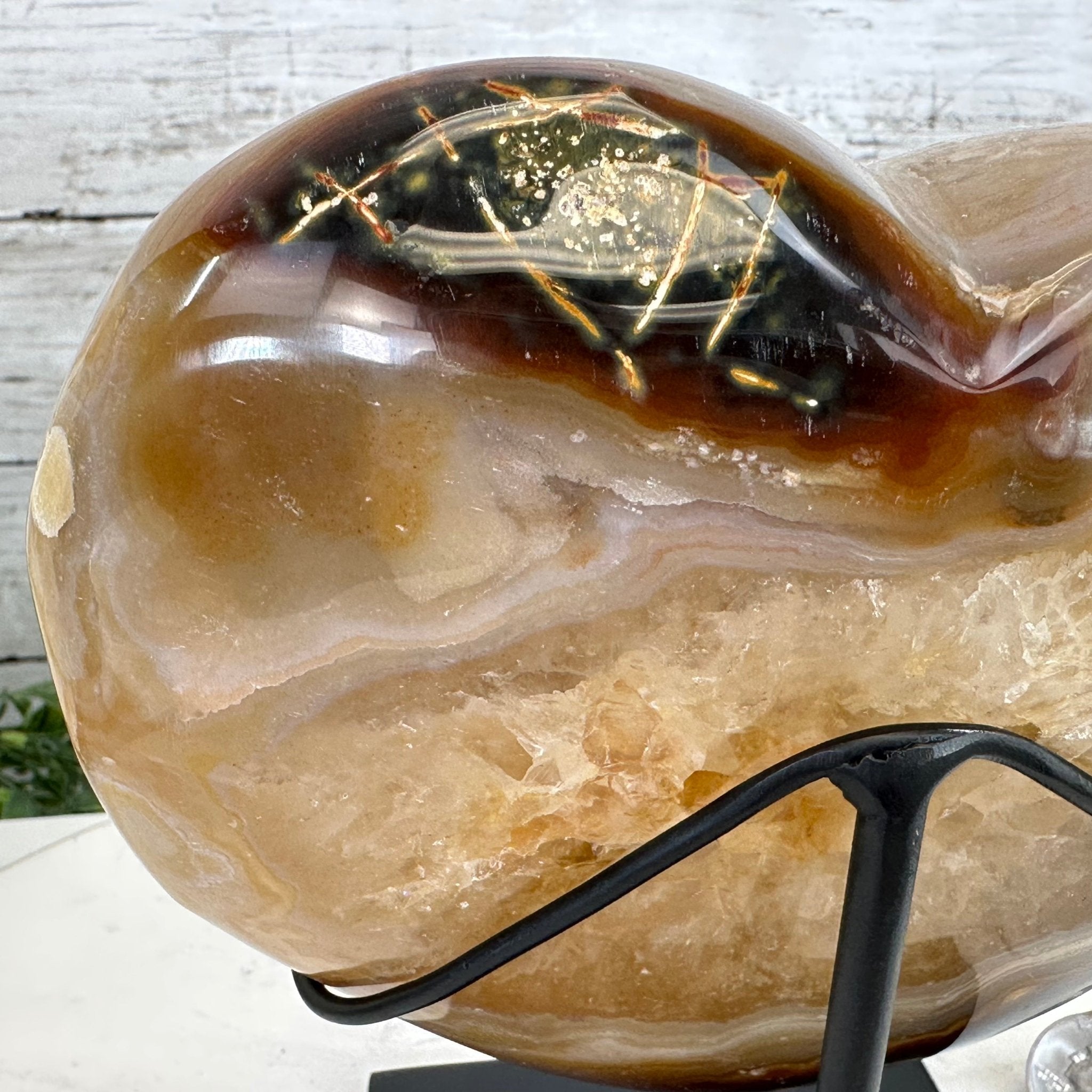 Polished Agate Heart-Shaped Geode on a Metal Stand, 4.7 lbs & 6.8" Tall, Model #5468-0013 by Brazil Gems - Brazil GemsBrazil GemsPolished Agate Heart-Shaped Geode on a Metal Stand, 4.7 lbs & 6.8" Tall, Model #5468-0013 by Brazil GemsHearts5468-0013