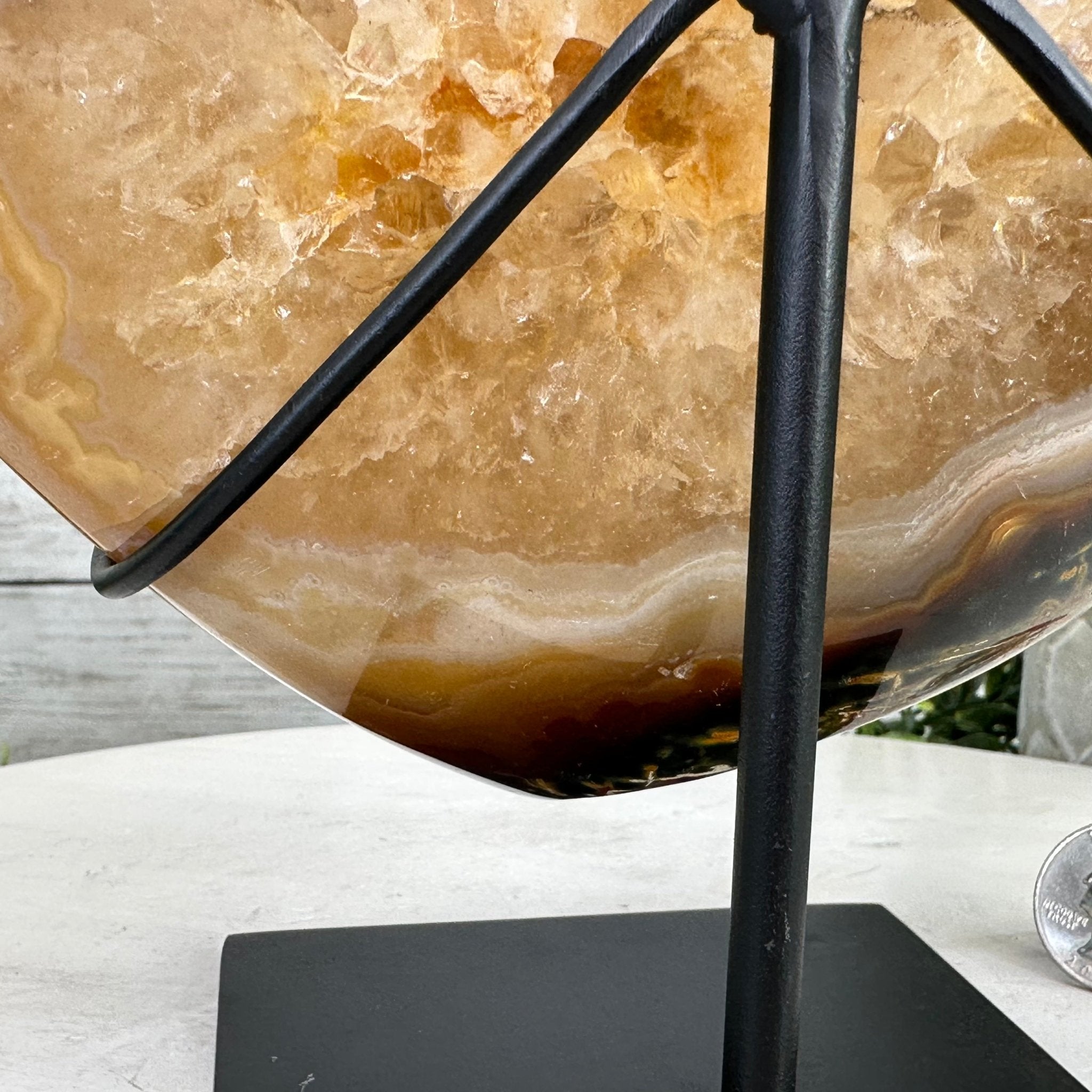 Polished Agate Heart-Shaped Geode on a Metal Stand, 4.7 lbs & 6.8" Tall, Model #5468-0013 by Brazil Gems - Brazil GemsBrazil GemsPolished Agate Heart-Shaped Geode on a Metal Stand, 4.7 lbs & 6.8" Tall, Model #5468-0013 by Brazil GemsHearts5468-0013