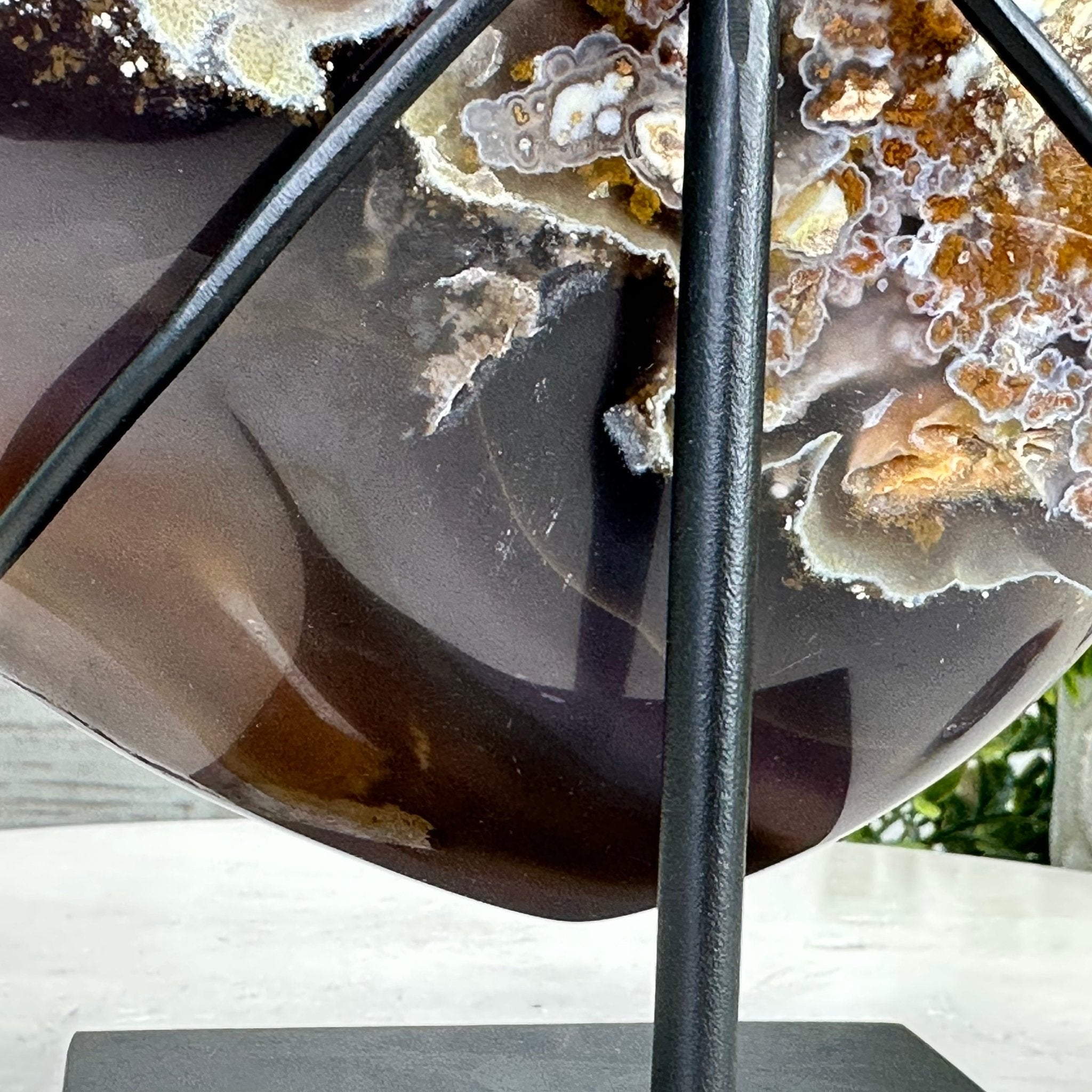 Polished Agate Heart-Shaped Geode on a Metal Stand, 5.4 lbs & 6.75" Tall, Model #5468-0014 by Brazil Gems - Brazil GemsBrazil GemsPolished Agate Heart-Shaped Geode on a Metal Stand, 5.4 lbs & 6.75" Tall, Model #5468-0014 by Brazil GemsHearts5468-0014