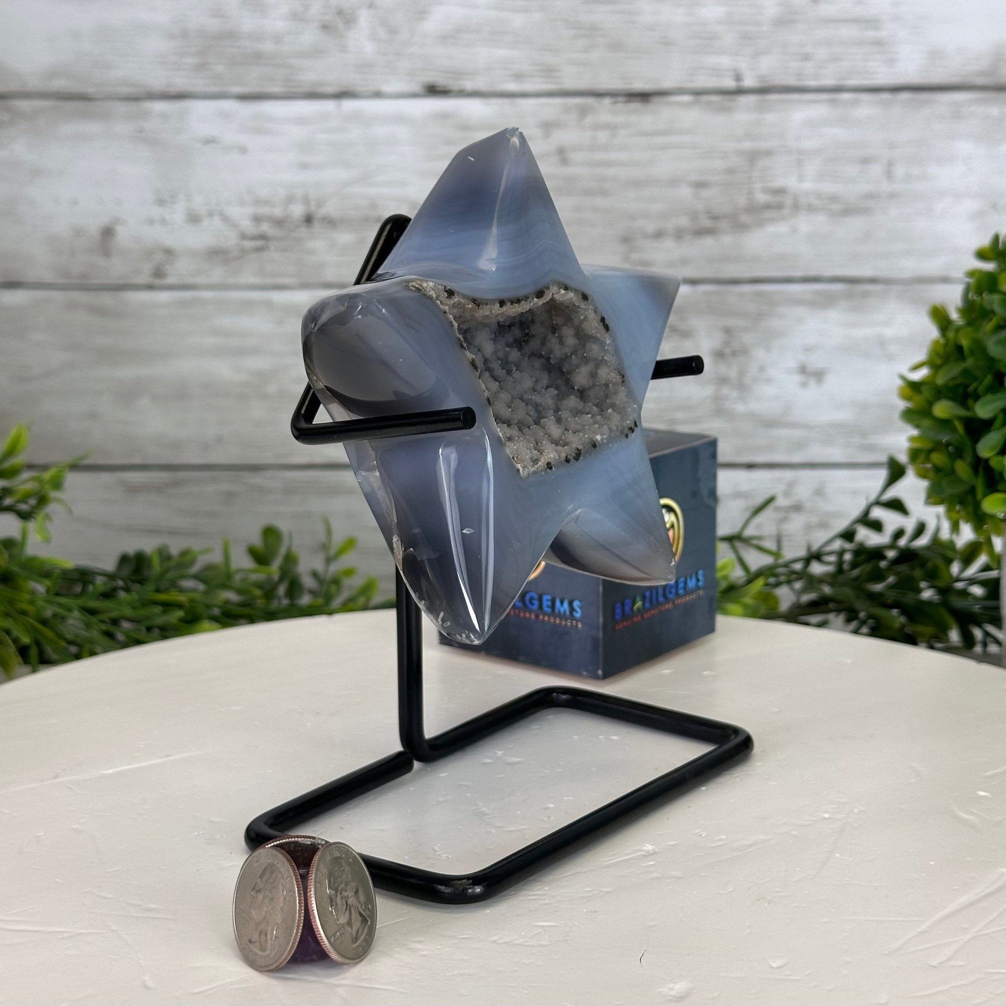 Polished Agate Star on a Metal Stand, 1.7 lbs & 6.6" Tall #5273-0007 - Brazil GemsBrazil GemsPolished Agate Star on a Metal Stand, 1.7 lbs & 6.6" Tall #5273-0007Stars5273-0007