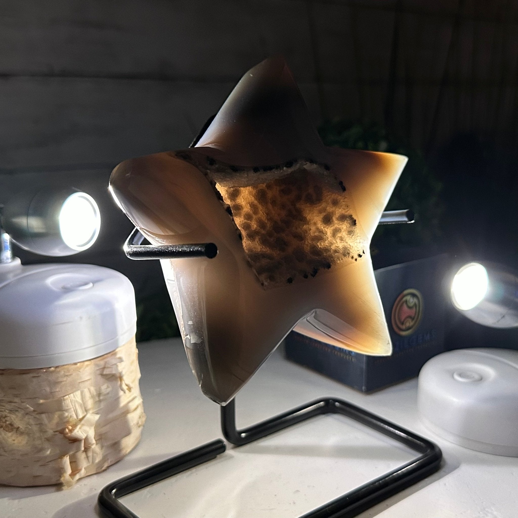 Polished Agate Star on a Metal Stand, 1.7 lbs & 6.6" Tall #5273-0007 - Brazil GemsBrazil GemsPolished Agate Star on a Metal Stand, 1.7 lbs & 6.6" Tall #5273-0007Stars5273-0007