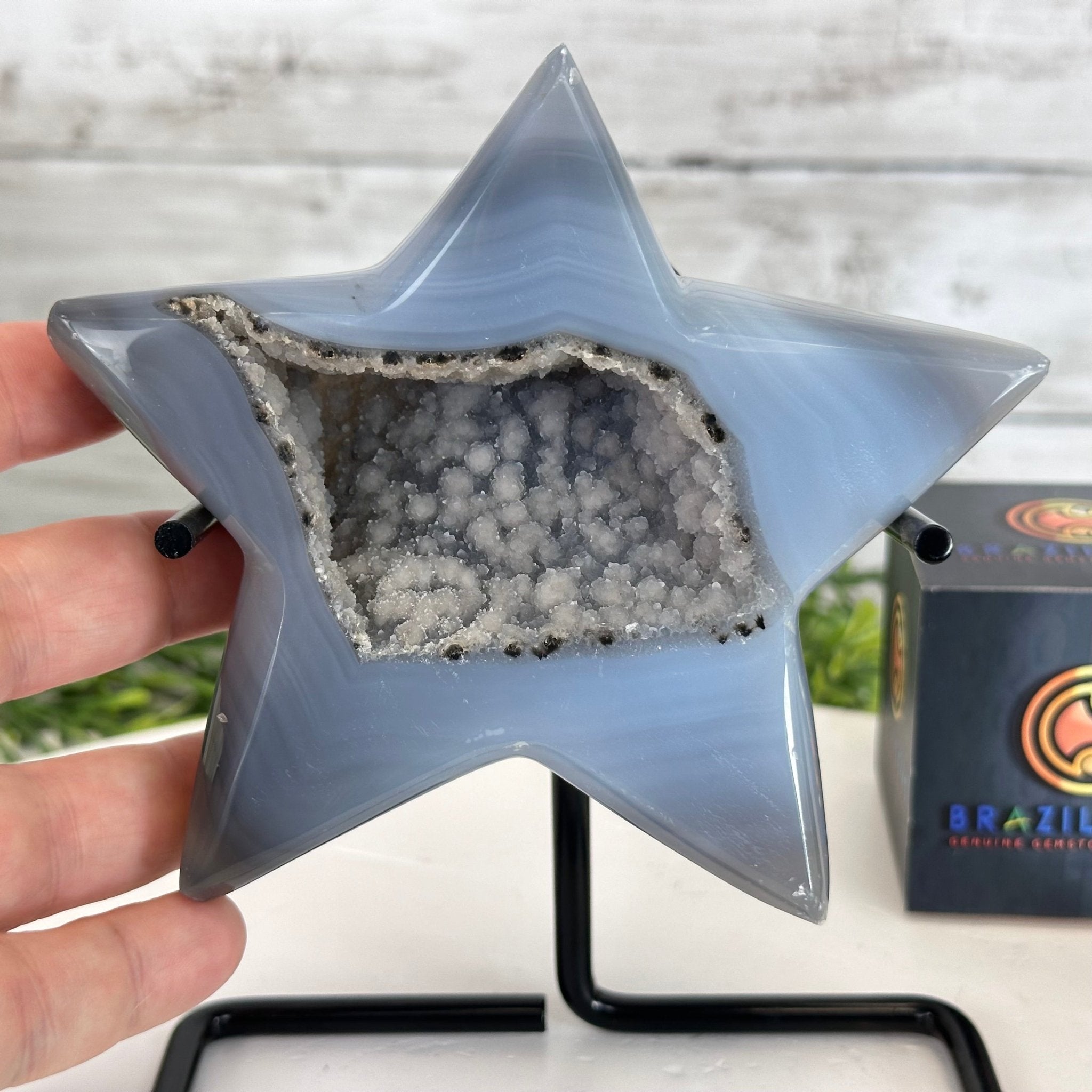 Polished Agate Star on a Metal Stand, 1.7 lbs & 6.6" Tall #5273-0007 - Brazil GemsBrazil GemsPolished Agate Star on a Metal Stand, 1.7 lbs & 6.6" Tall #5273-0007Stars5273-0007