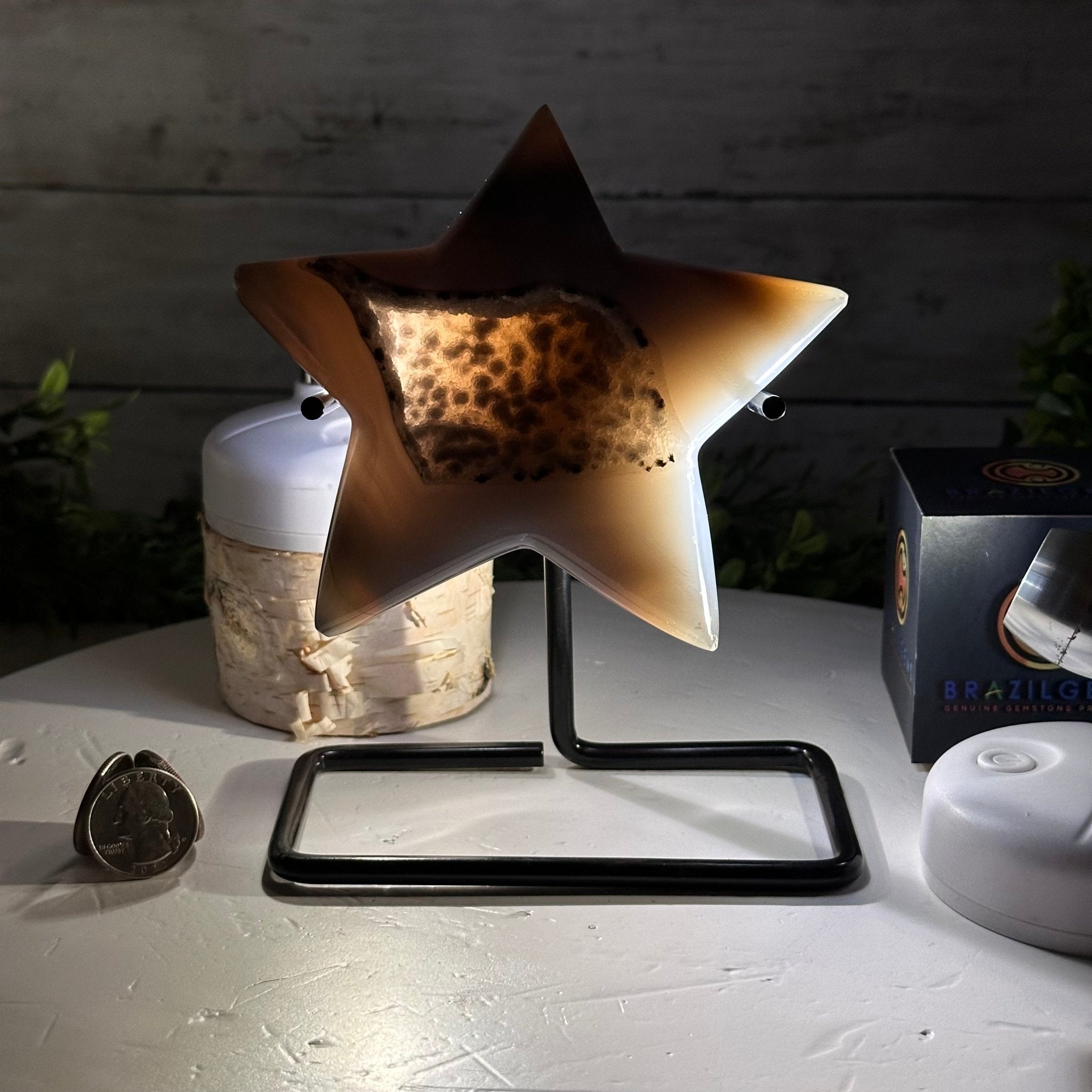 Polished Agate Star on a Metal Stand, 1.7 lbs & 6.6" Tall #5273-0007 - Brazil GemsBrazil GemsPolished Agate Star on a Metal Stand, 1.7 lbs & 6.6" Tall #5273-0007Stars5273-0007