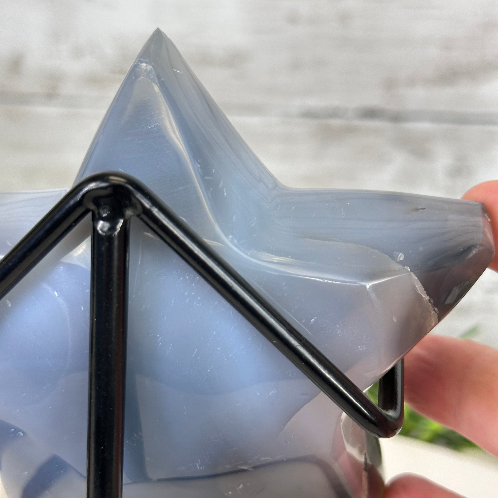 Polished Agate Star on a Metal Stand, 1.7 lbs & 6.6" Tall #5273-0007 - Brazil GemsBrazil GemsPolished Agate Star on a Metal Stand, 1.7 lbs & 6.6" Tall #5273-0007Stars5273-0007