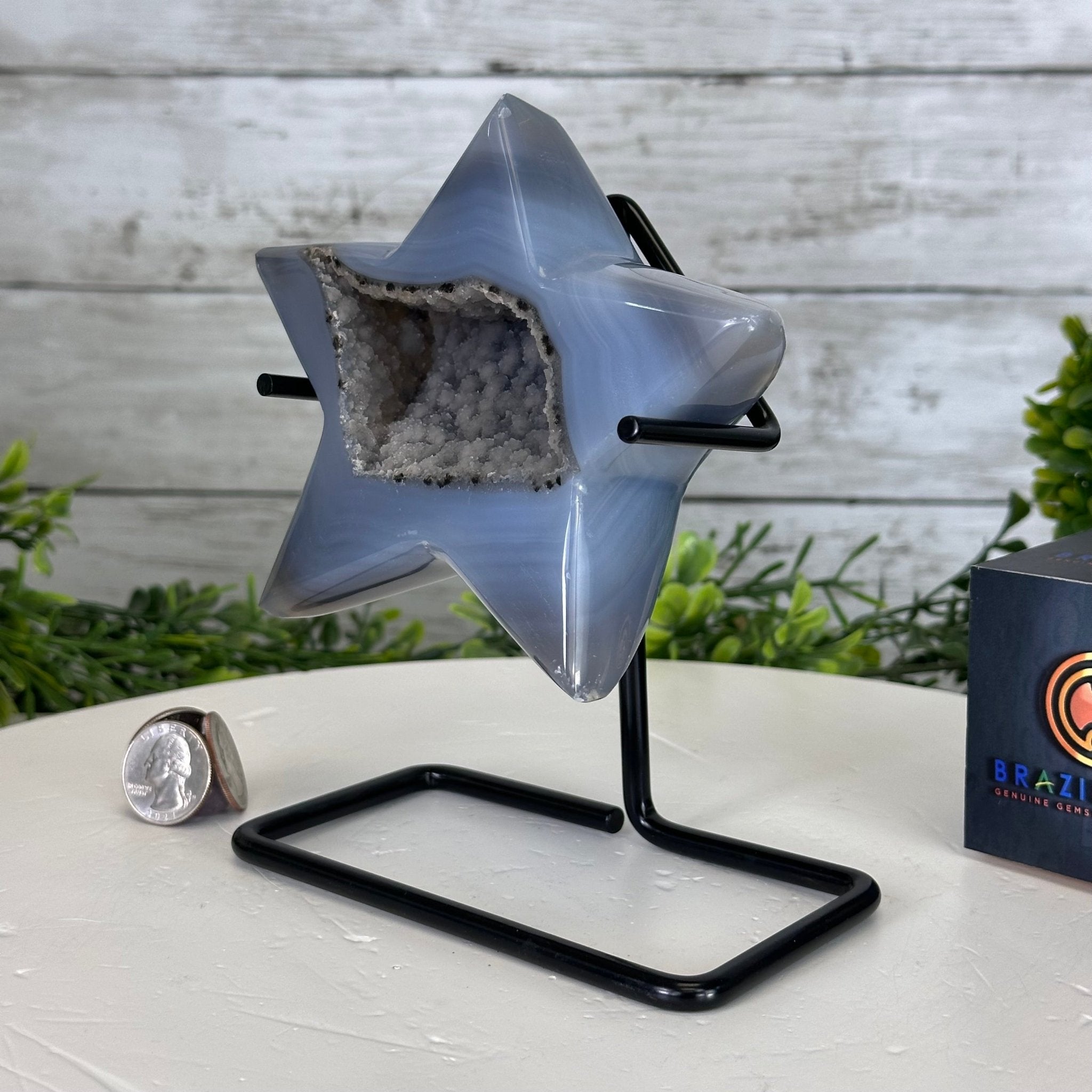 Polished Agate Star on a Metal Stand, 1.7 lbs & 6.6" Tall #5273-0007 - Brazil GemsBrazil GemsPolished Agate Star on a Metal Stand, 1.7 lbs & 6.6" Tall #5273-0007Stars5273-0007