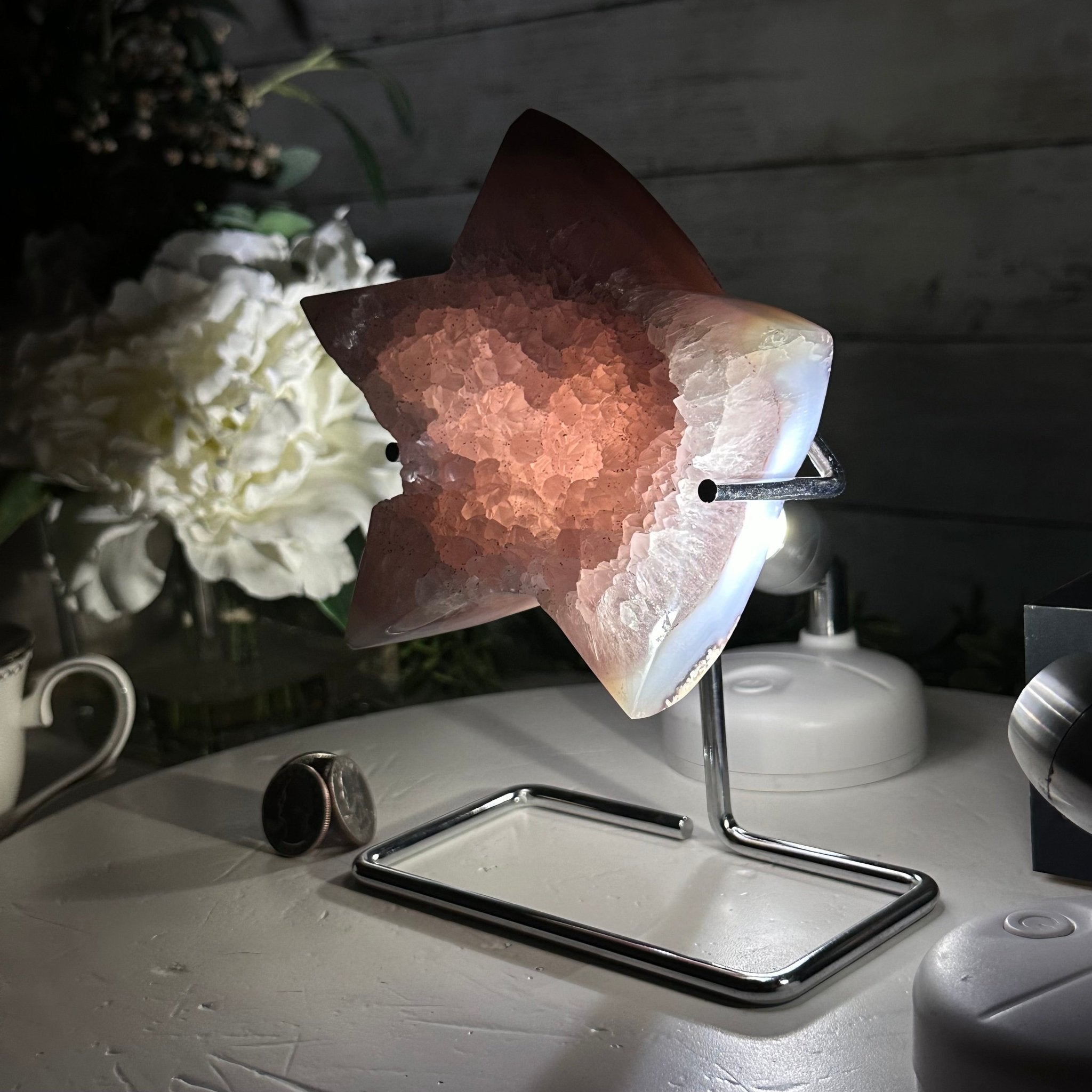 Polished Agate Star on a Metal Stand, 2.1 lbs & 7.2" Tall #5273-0011 - Brazil GemsBrazil GemsPolished Agate Star on a Metal Stand, 2.1 lbs & 7.2" Tall #5273-0011Stars5273-0011