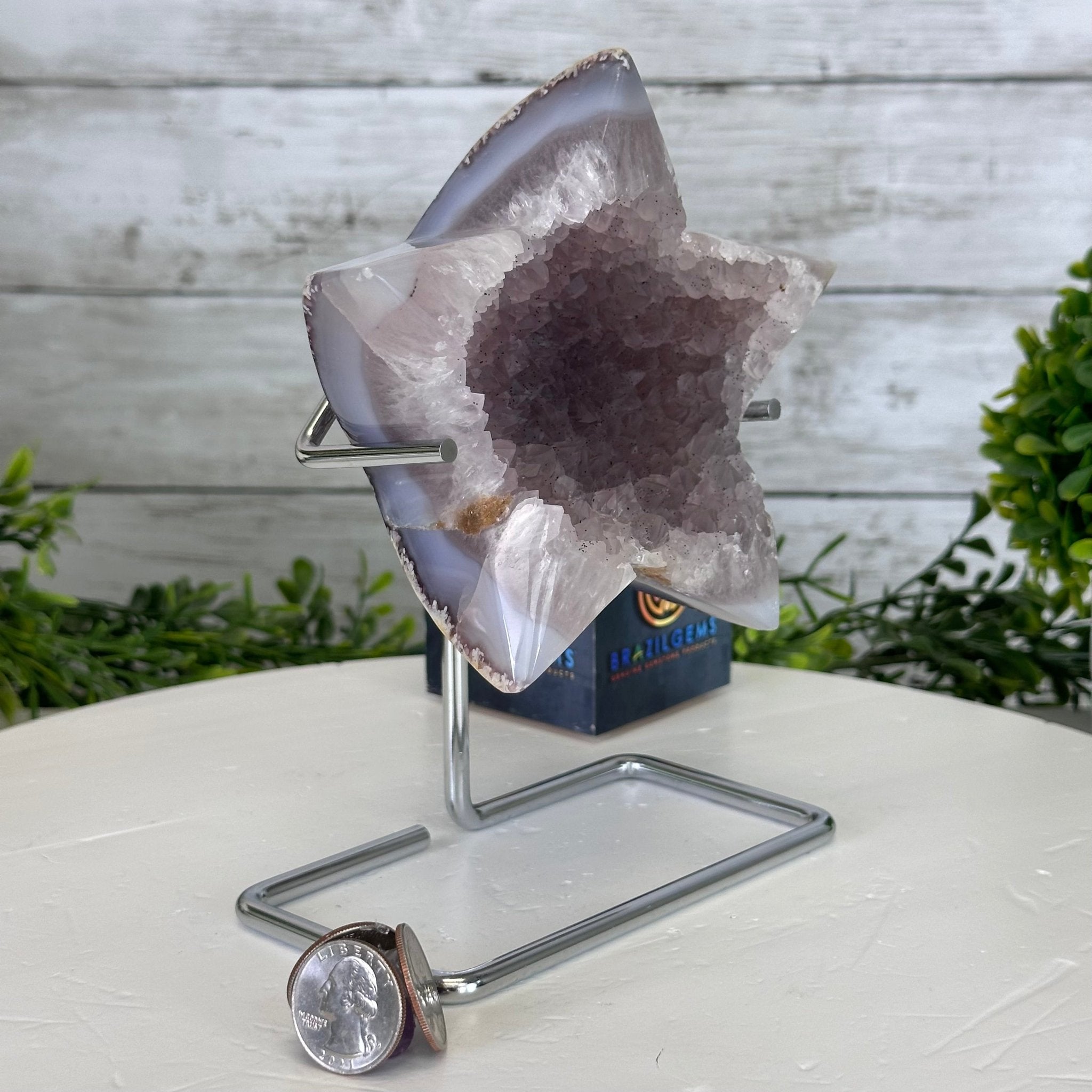 Polished Agate Star on a Metal Stand, 2.1 lbs & 7.2" Tall #5273-0011 - Brazil GemsBrazil GemsPolished Agate Star on a Metal Stand, 2.1 lbs & 7.2" Tall #5273-0011Stars5273-0011
