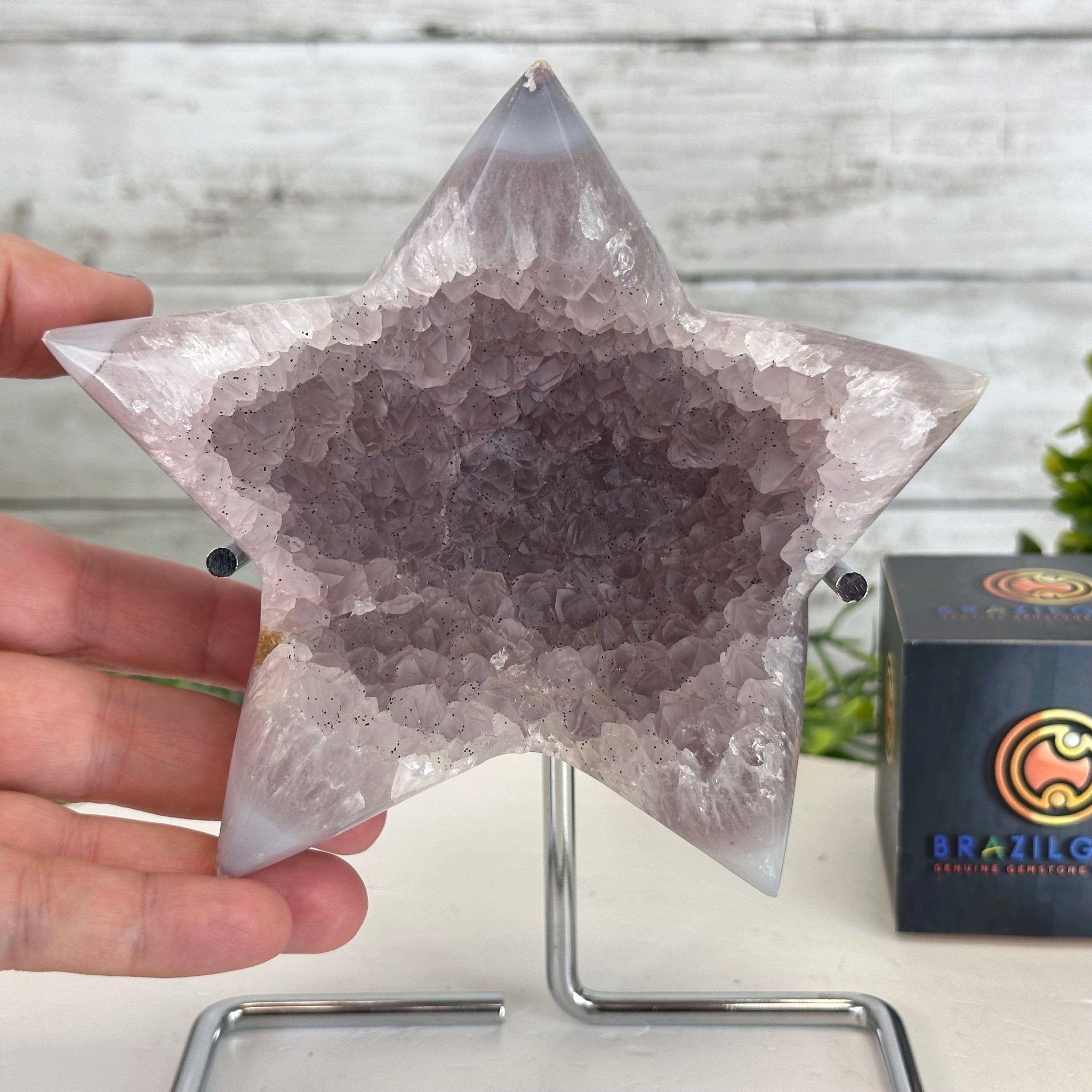 Polished Agate Star on a Metal Stand, 2.1 lbs & 7.2" Tall #5273-0011 - Brazil GemsBrazil GemsPolished Agate Star on a Metal Stand, 2.1 lbs & 7.2" Tall #5273-0011Stars5273-0011