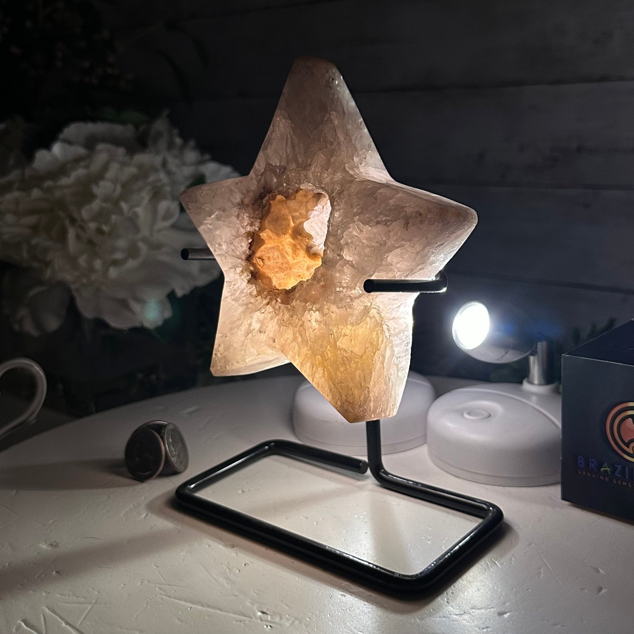 Polished Agate Star on a Metal Stand, 2.1 lbs & 7.4" Tall #5273-0009 - Brazil GemsBrazil GemsPolished Agate Star on a Metal Stand, 2.1 lbs & 7.4" Tall #5273-0009Stars5273-0009