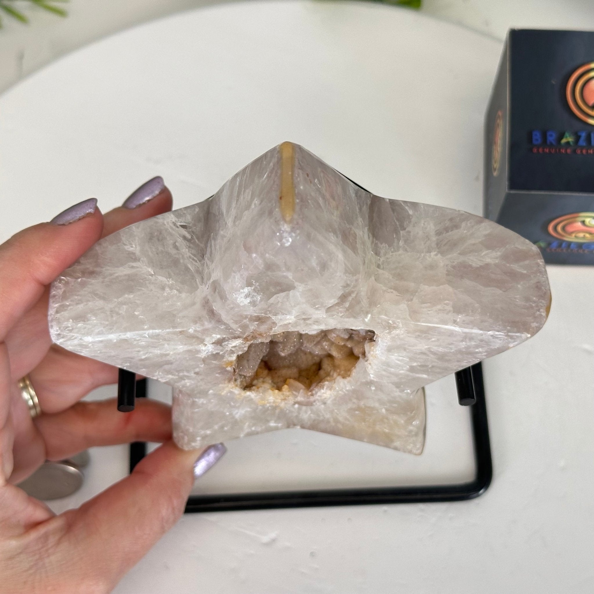 Polished Agate Star on a Metal Stand, 2.1 lbs & 7.4" Tall #5273-0009 - Brazil GemsBrazil GemsPolished Agate Star on a Metal Stand, 2.1 lbs & 7.4" Tall #5273-0009Stars5273-0009